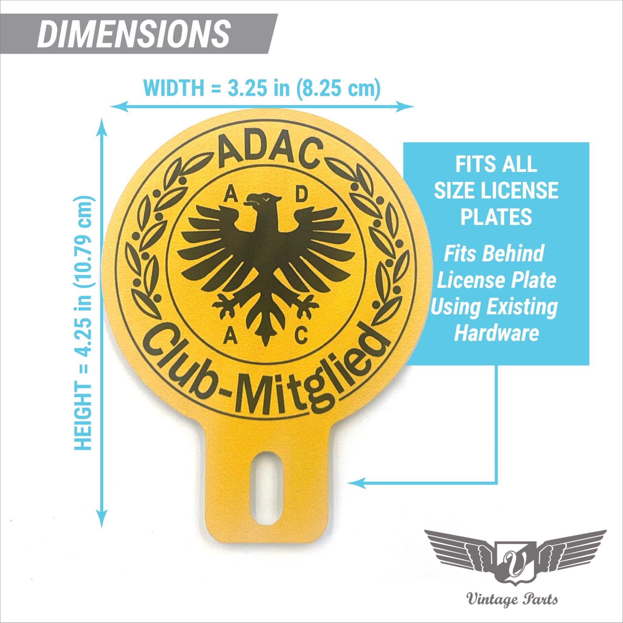 ADAC Club-Mitglied License Plate Topper Vintage Style Car Truck Accessory Retro