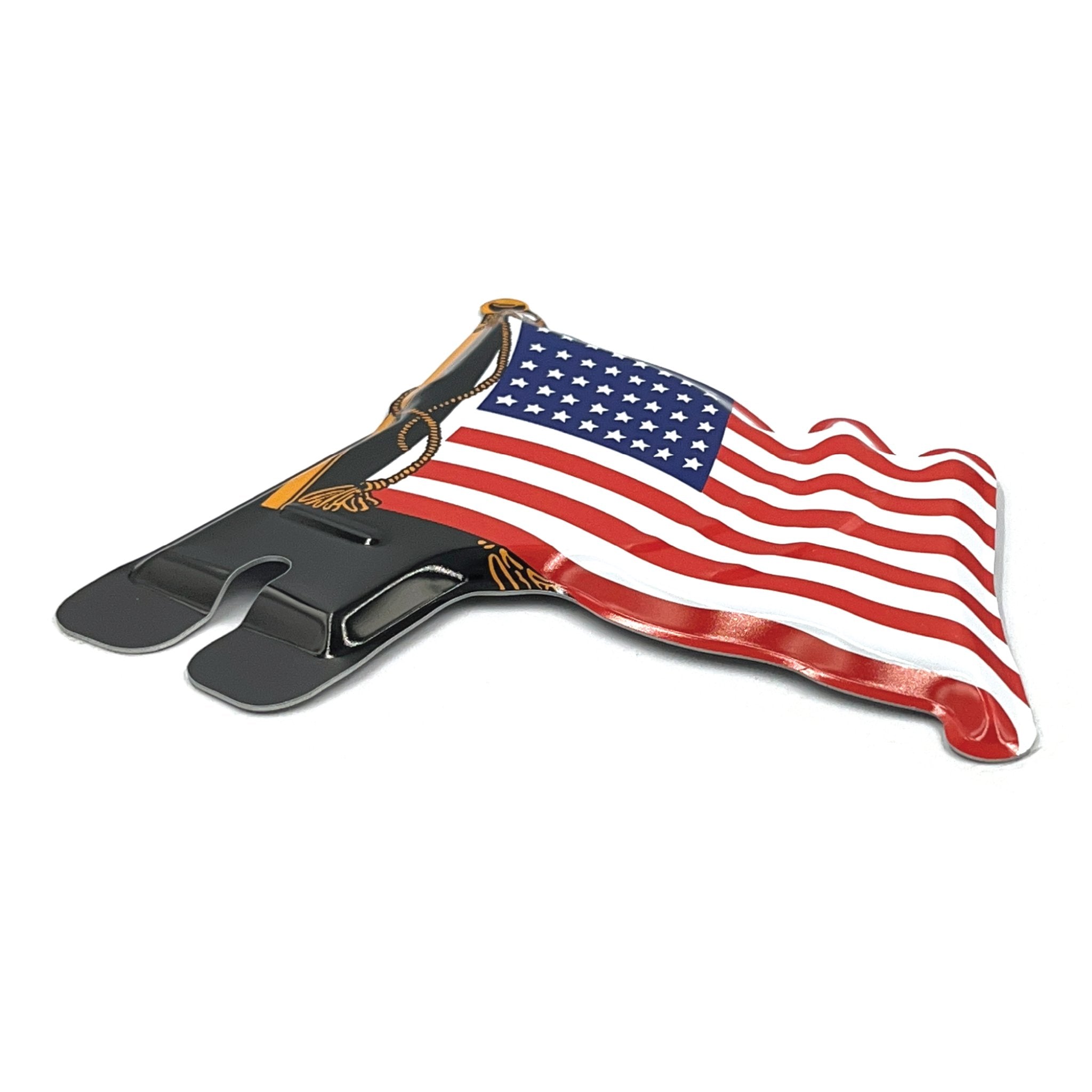 US 48 Star American Flag License Plate Topper Stamped Aluminum Vintage Car Truck