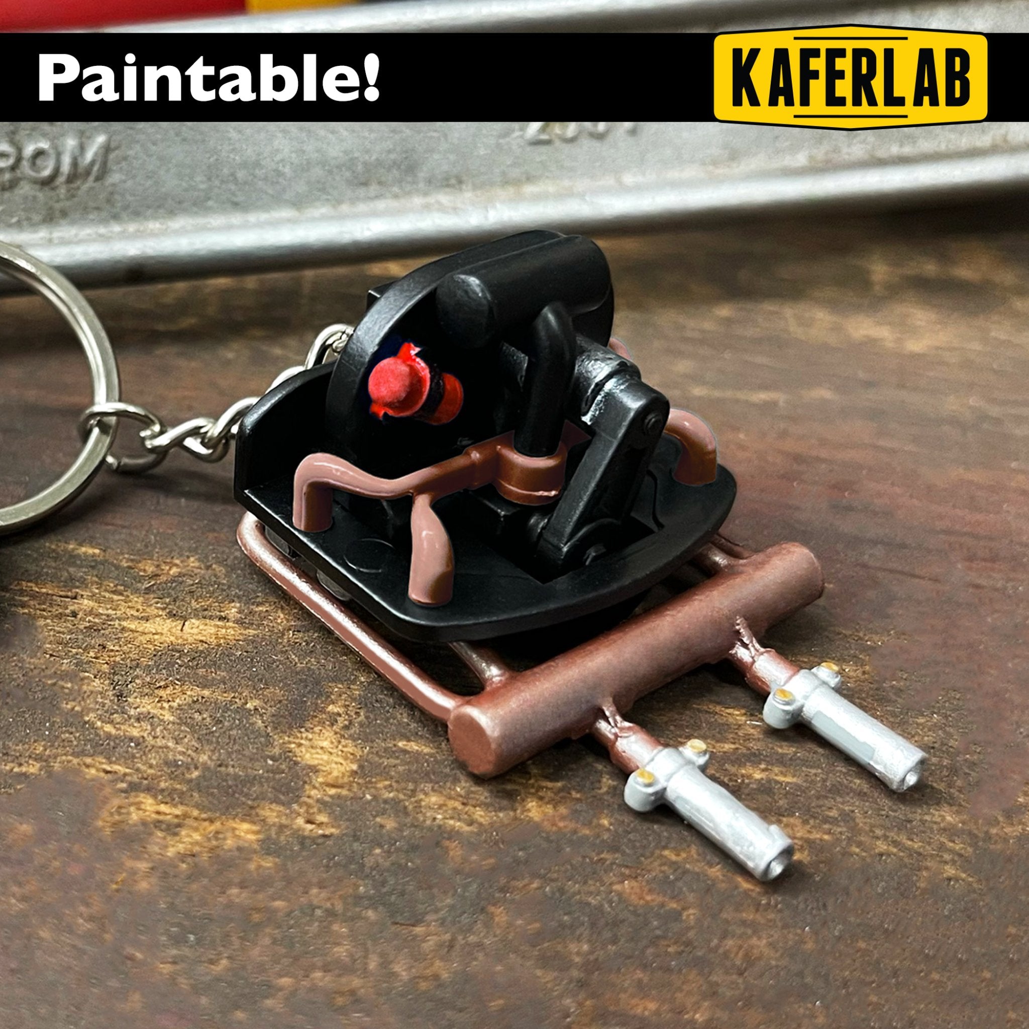 VW 3D 36-HP Engine Key Chain with DIY Dual Carburetor Parts