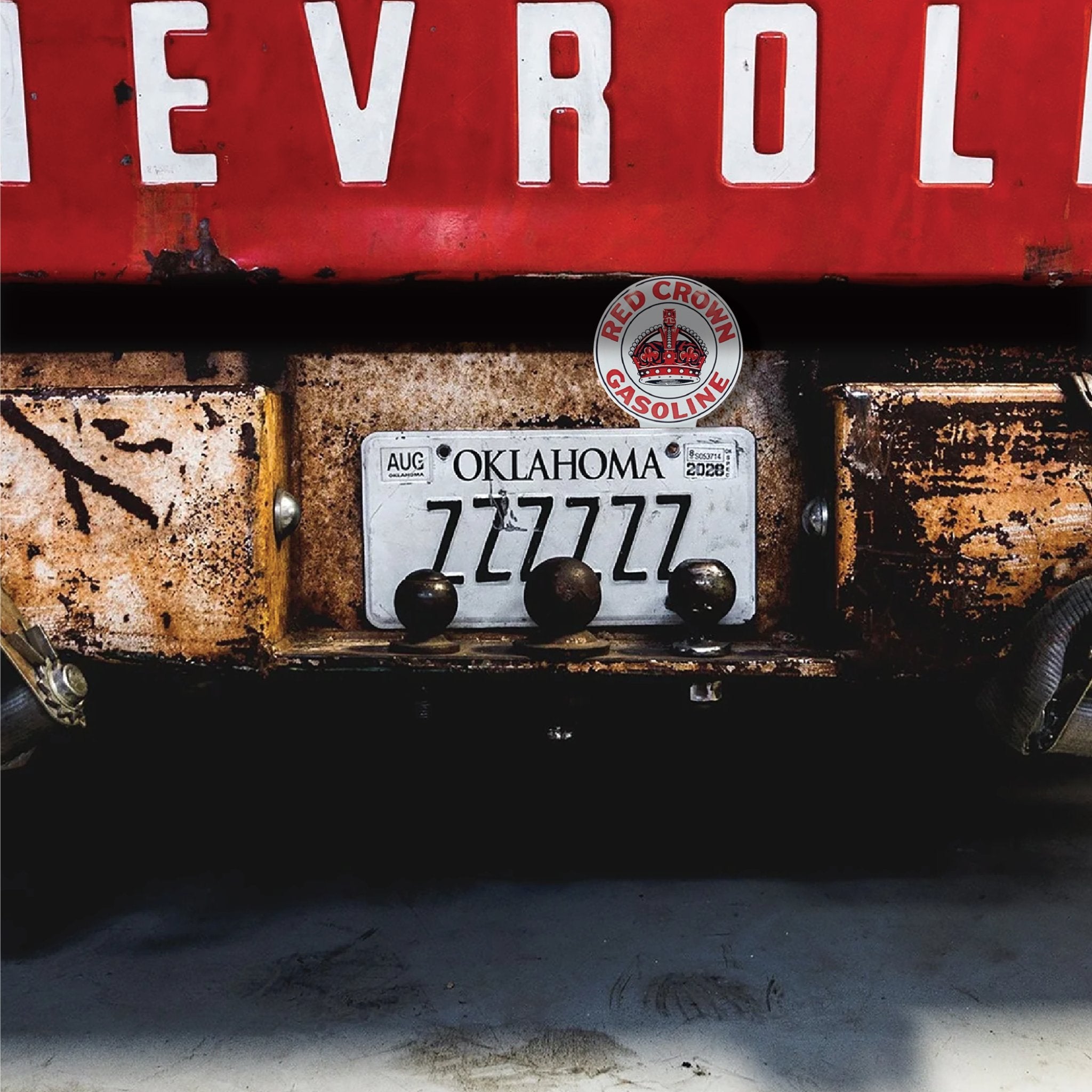 Red Crown Gasoline License Plate Topper for Car Truck & Motorcycle