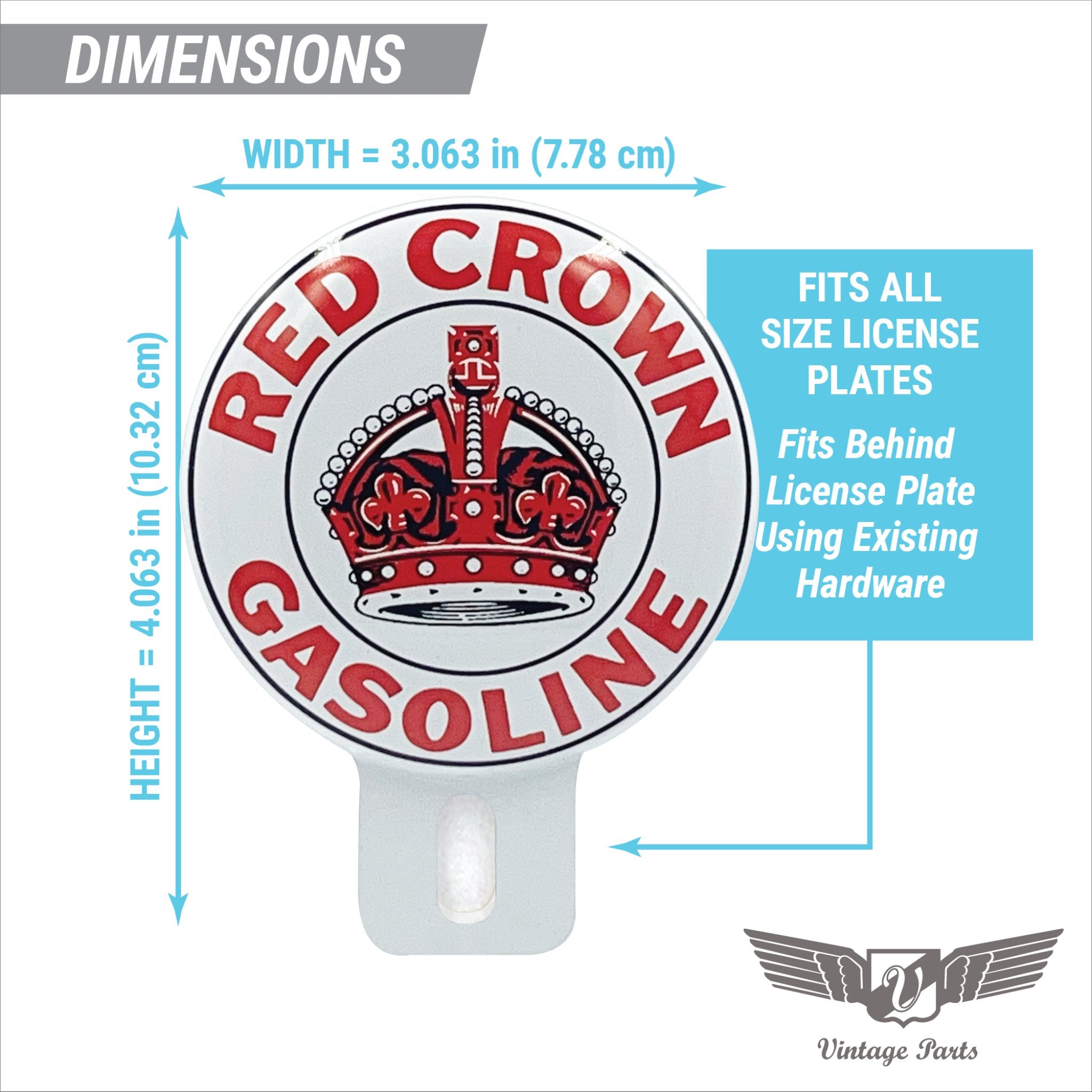 Red Crown Gasoline License Plate Topper for Car Truck & Motorcycle