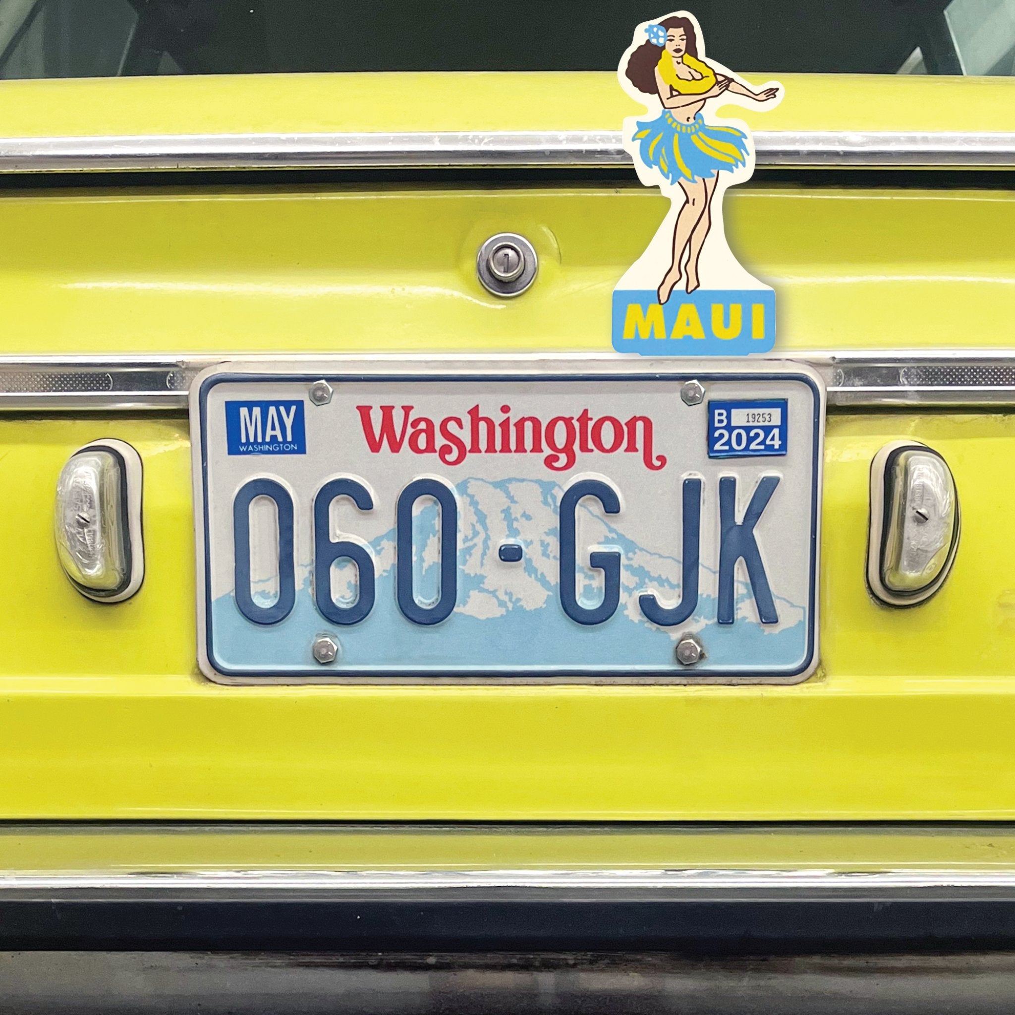 Maui Hawaii Hula Girl License Plate Topper Vintage Style Accessory Car Truck