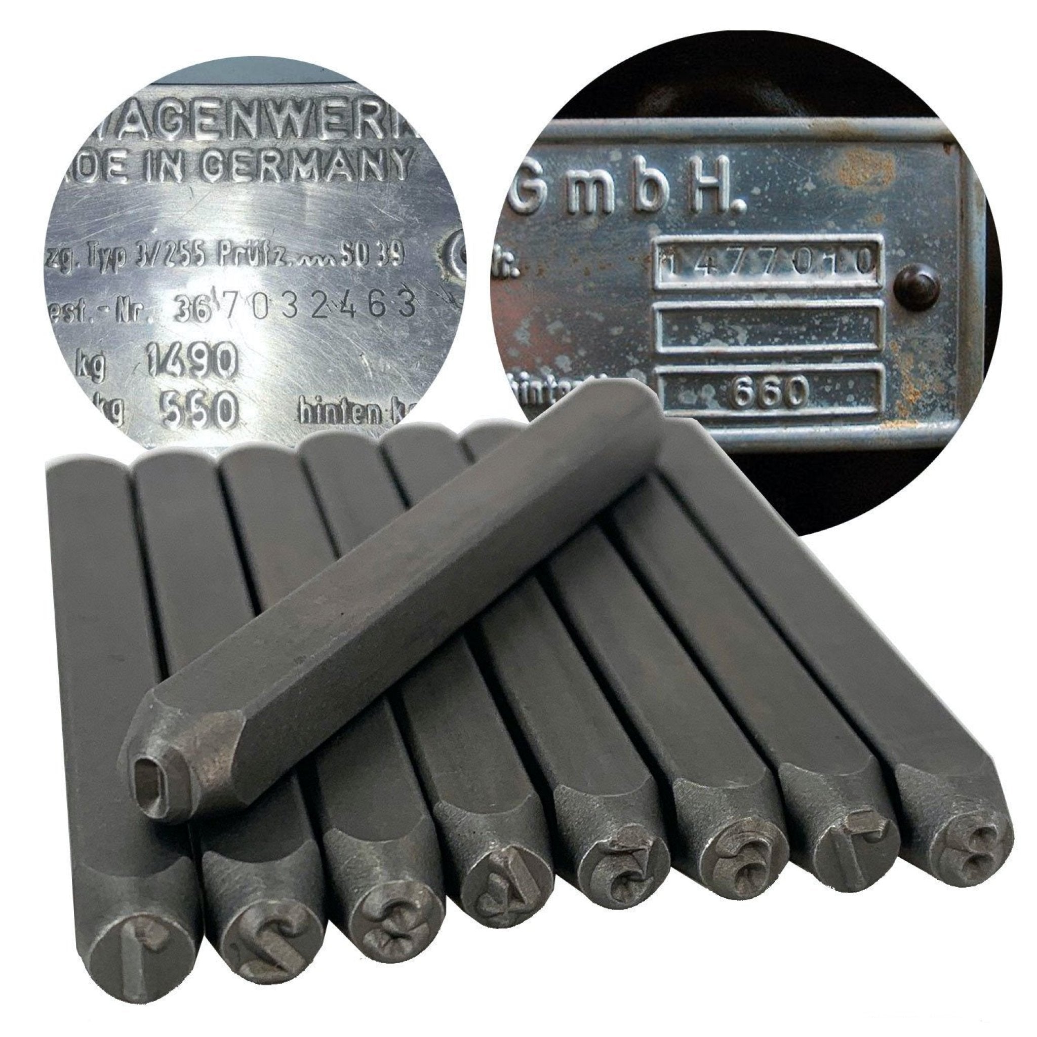 Volkswagen Data Plate Die Punch Set for VW VIN ID Data Tags - Number Only