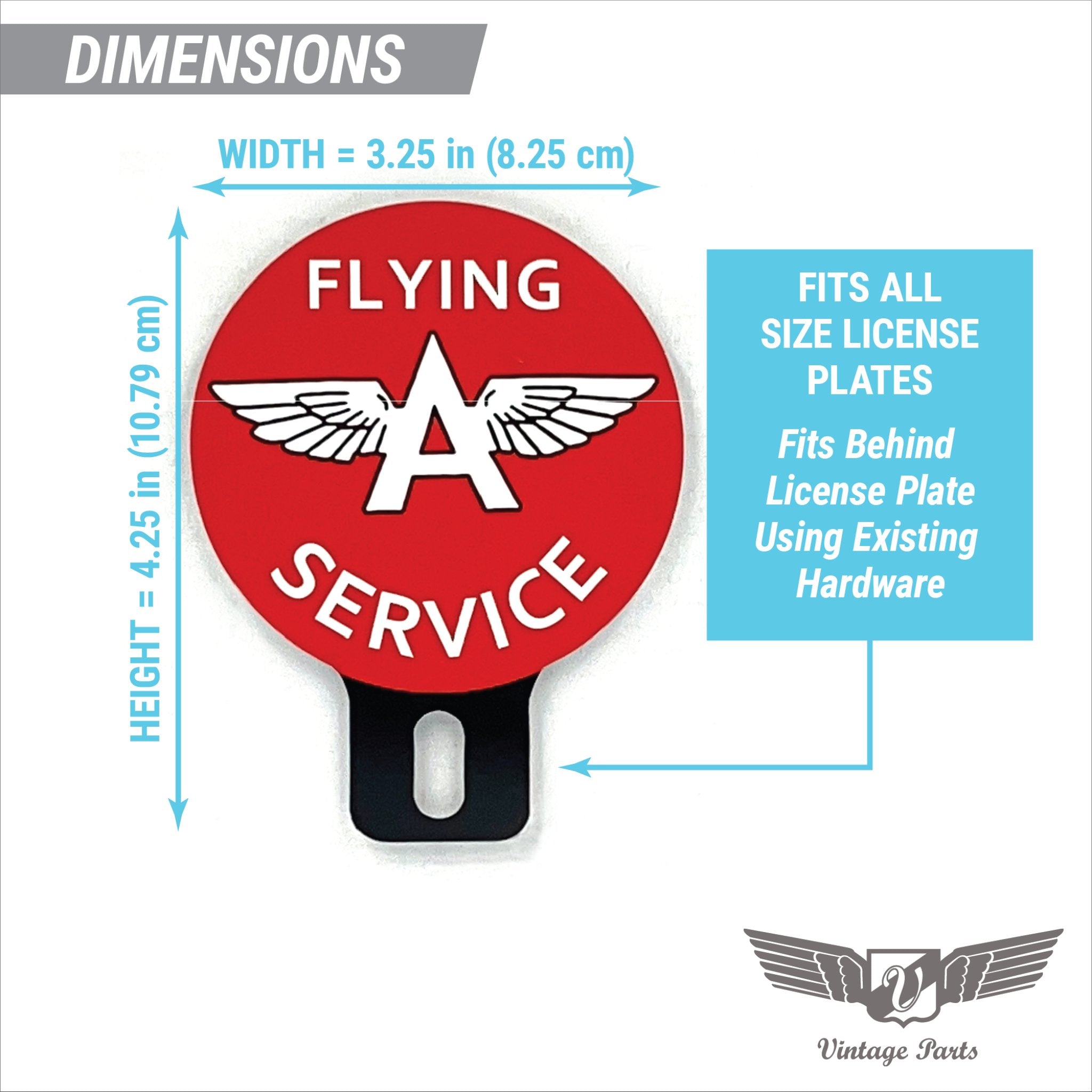 Flying A Service Gasoline License Plate Topper Vintage Style Car Truck Accessory