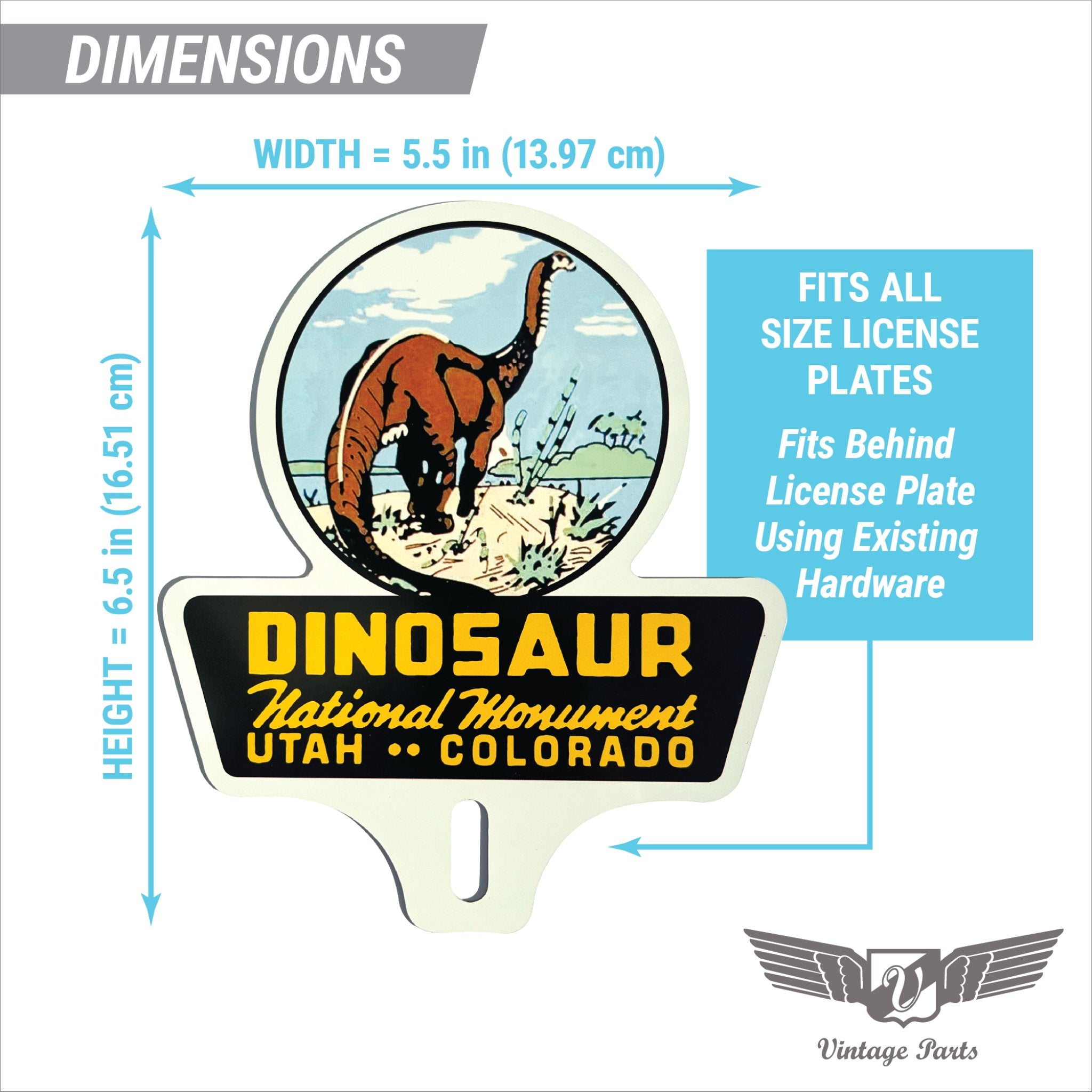 Dinosaur National Park License Plate Topper American Parks Retro Car Truck Cycle