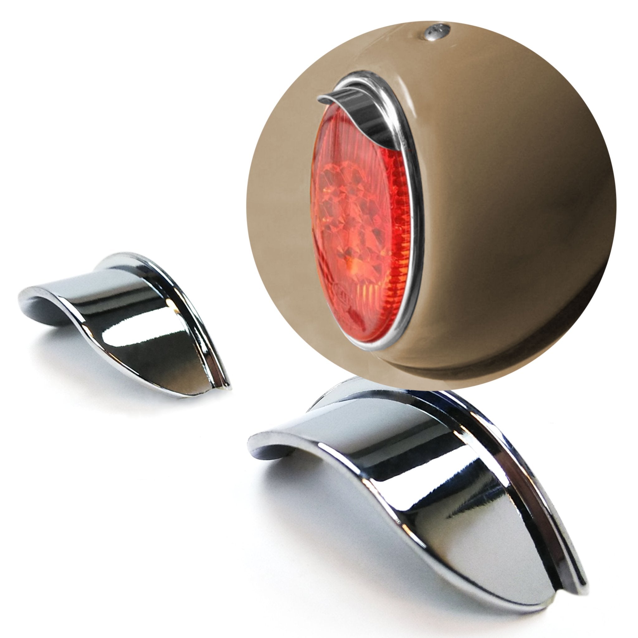 Volkswagen Rear Tail Light Peaks Eyebrow Lip Set - VW AirCooled Beetle Bug Type 1 1955 - 1961