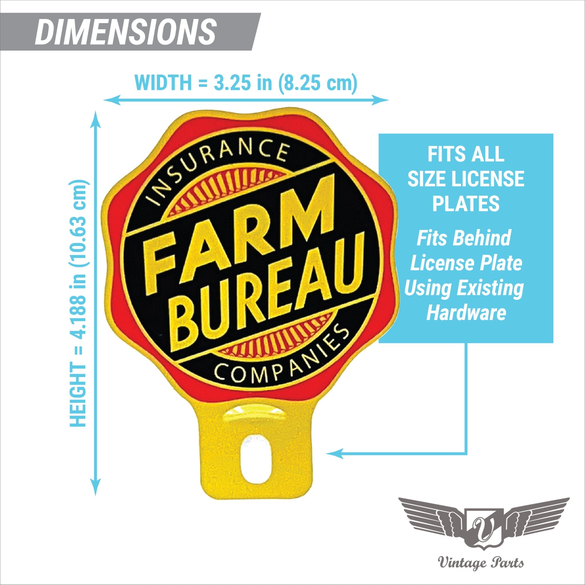 Farm Bureau Insurance Companies License Plate Topper Badge Tin Metal Stamped