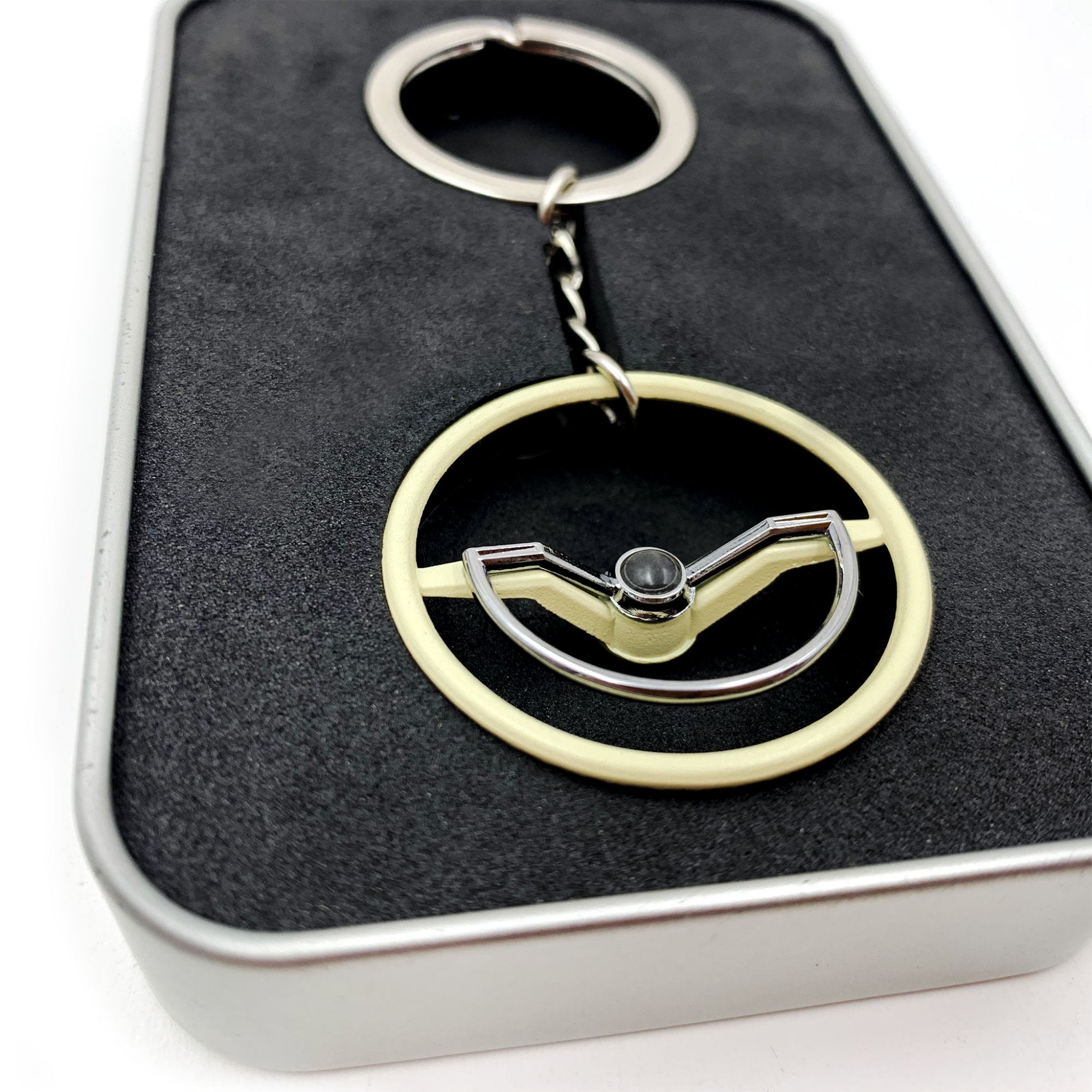 1960-63 VW Beetle Beige Dished Steering Wheel Keychain with Choice of Horn Button