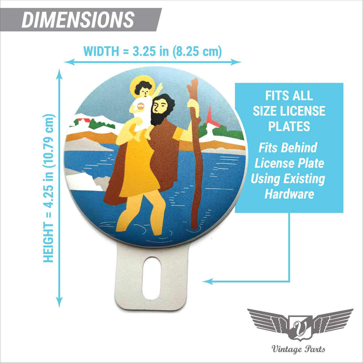St. Christophorus Plate Topper for VW BMW Porsche Audi Car Truck & Motorcycle