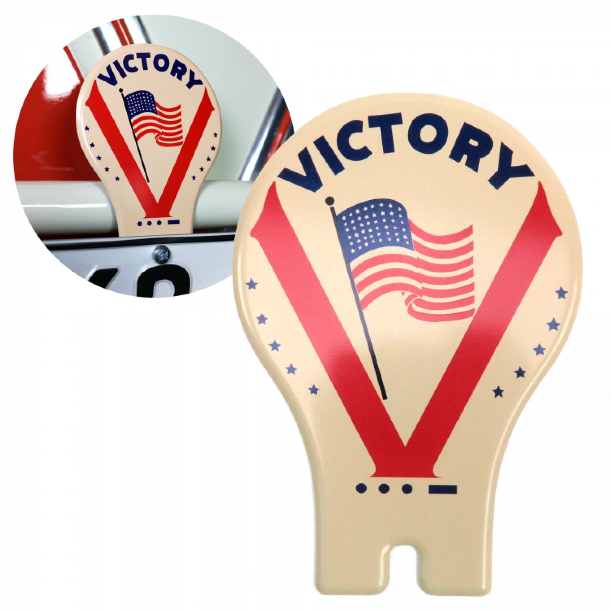 WW2 Victory USA Flag License Plate Topper - WWII