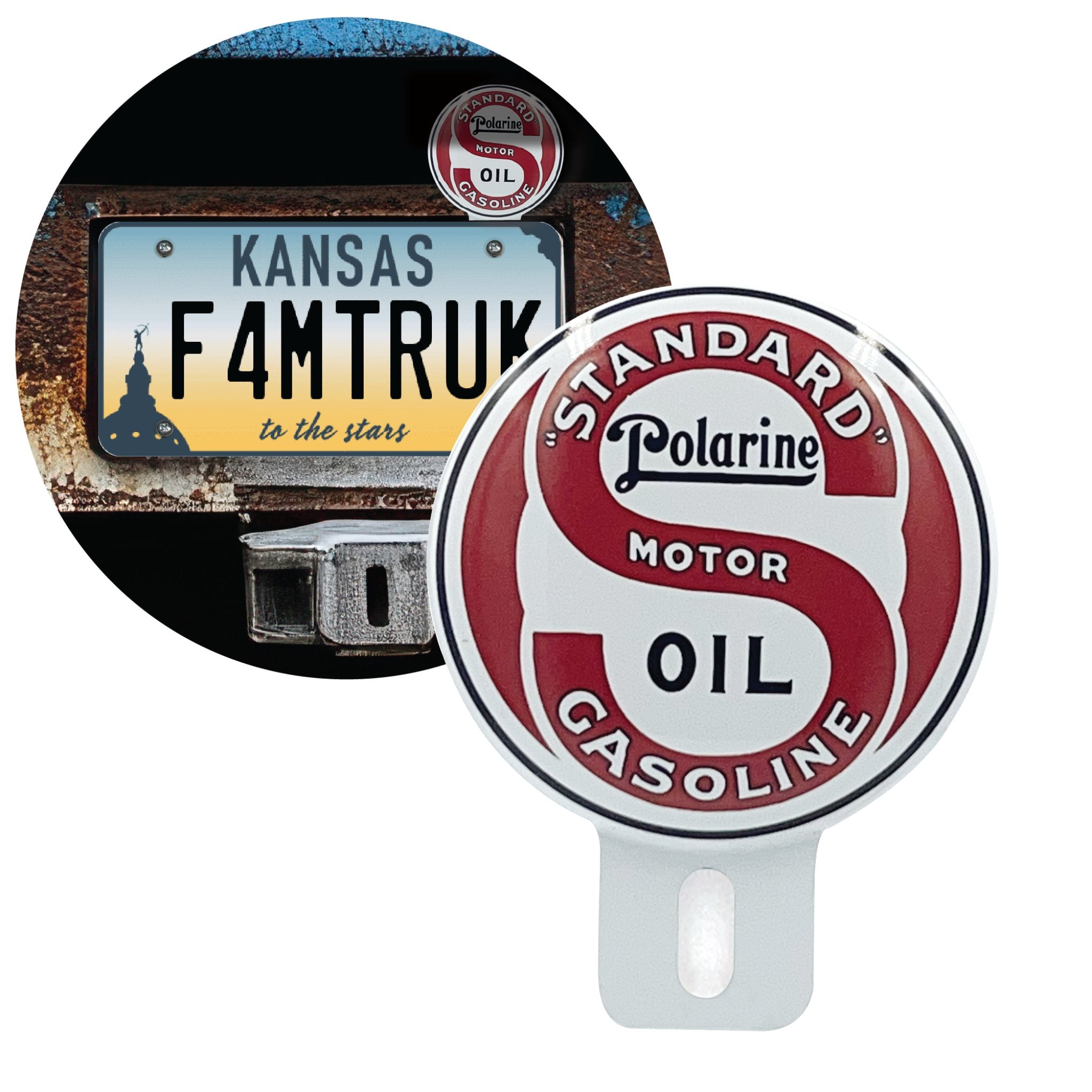 Vintage Style Standard Gasoline License Plate Topper for Car Truck
