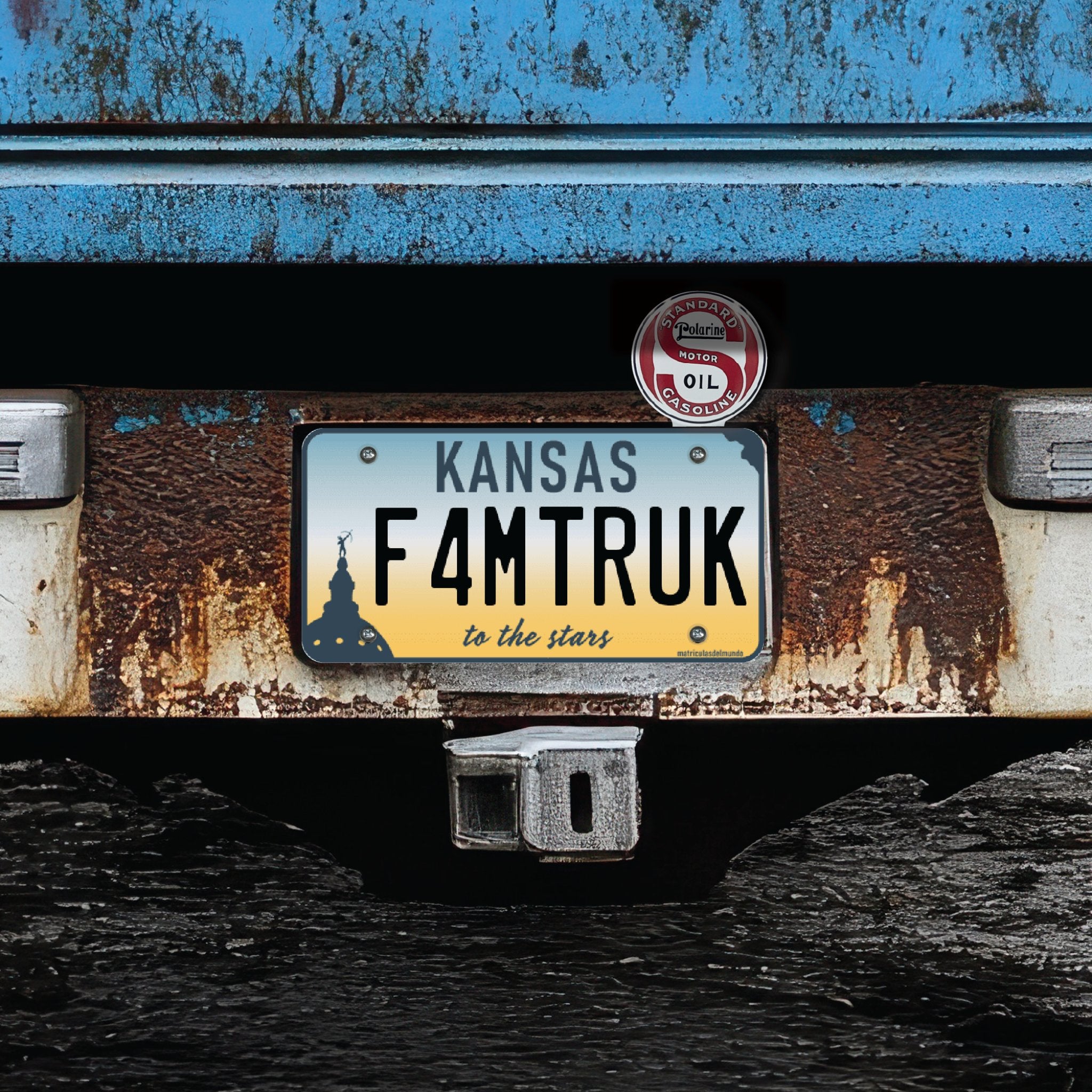 Vintage Style Standard Gasoline License Plate Topper for Car Truck & Motorcycle