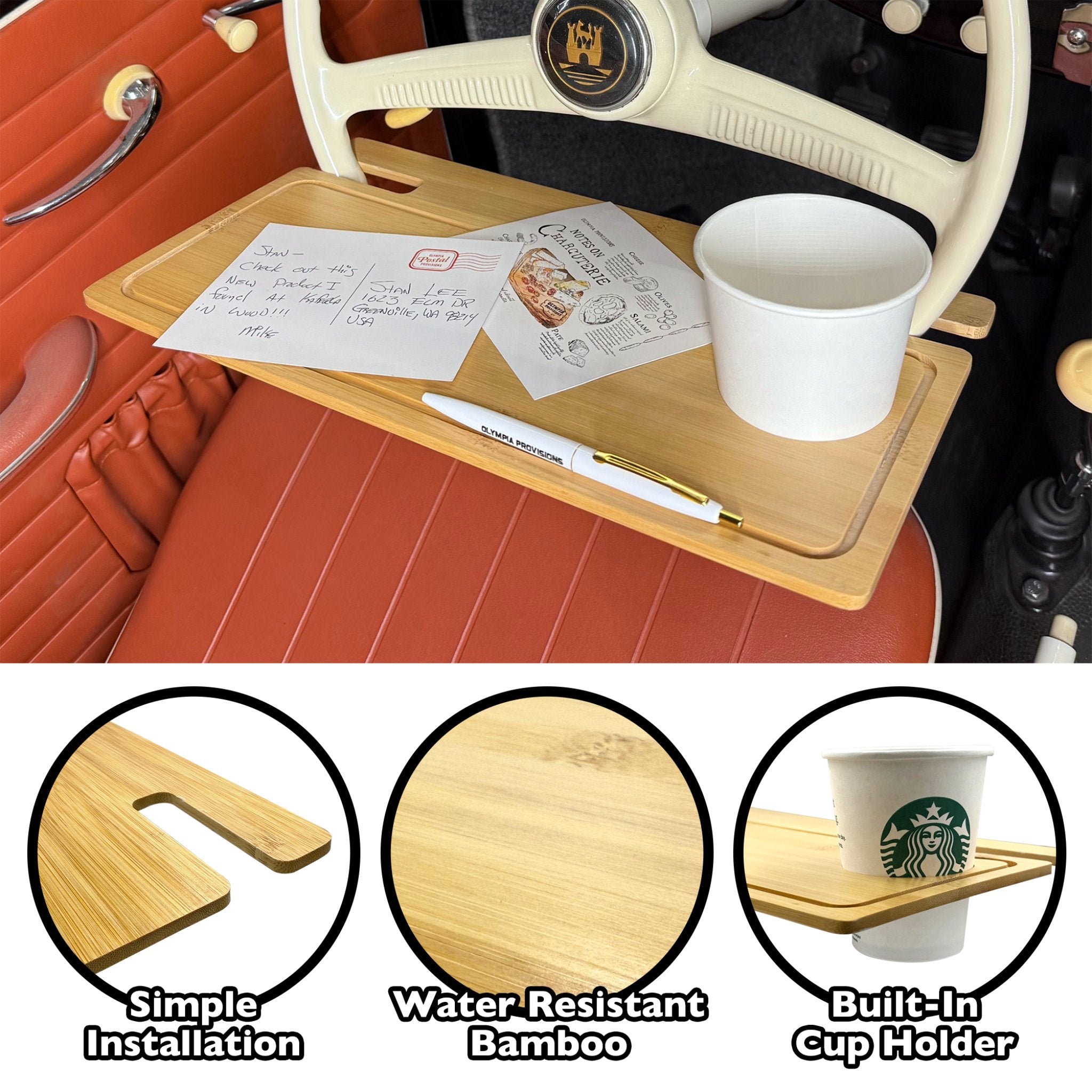 Steering Wheel Tray Table for VW Beetle Ghia Thing Type 3 Porsche 356 911 Petri