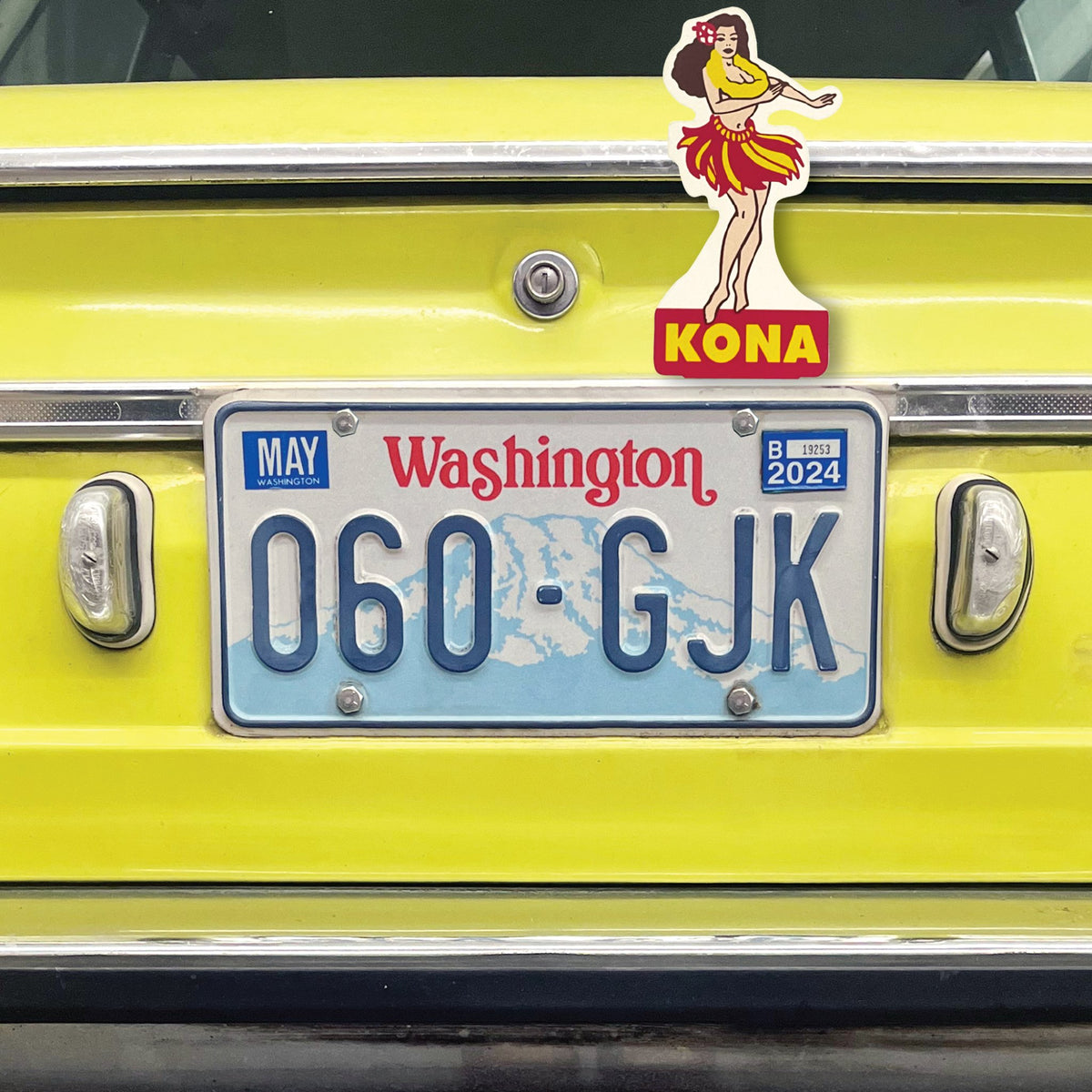 Kona Hawaii Hula Girl License Plate Topper Vintage Style Accessory Car Truck