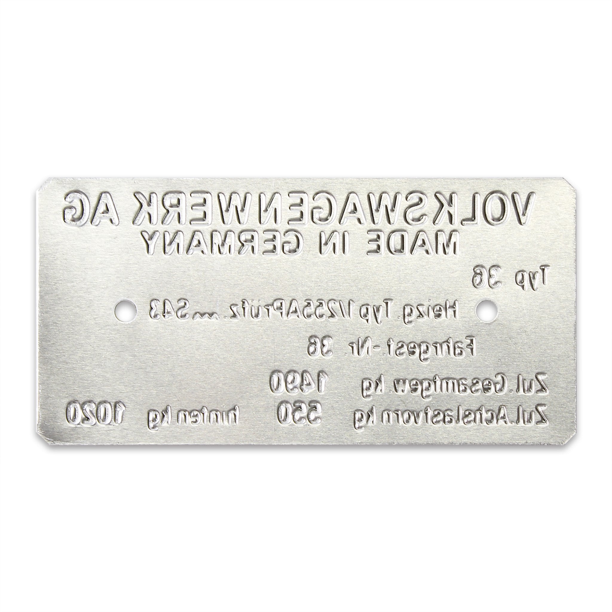 Volkswagen Squareback Type 361 Made in Germany Vin Data Information Plate