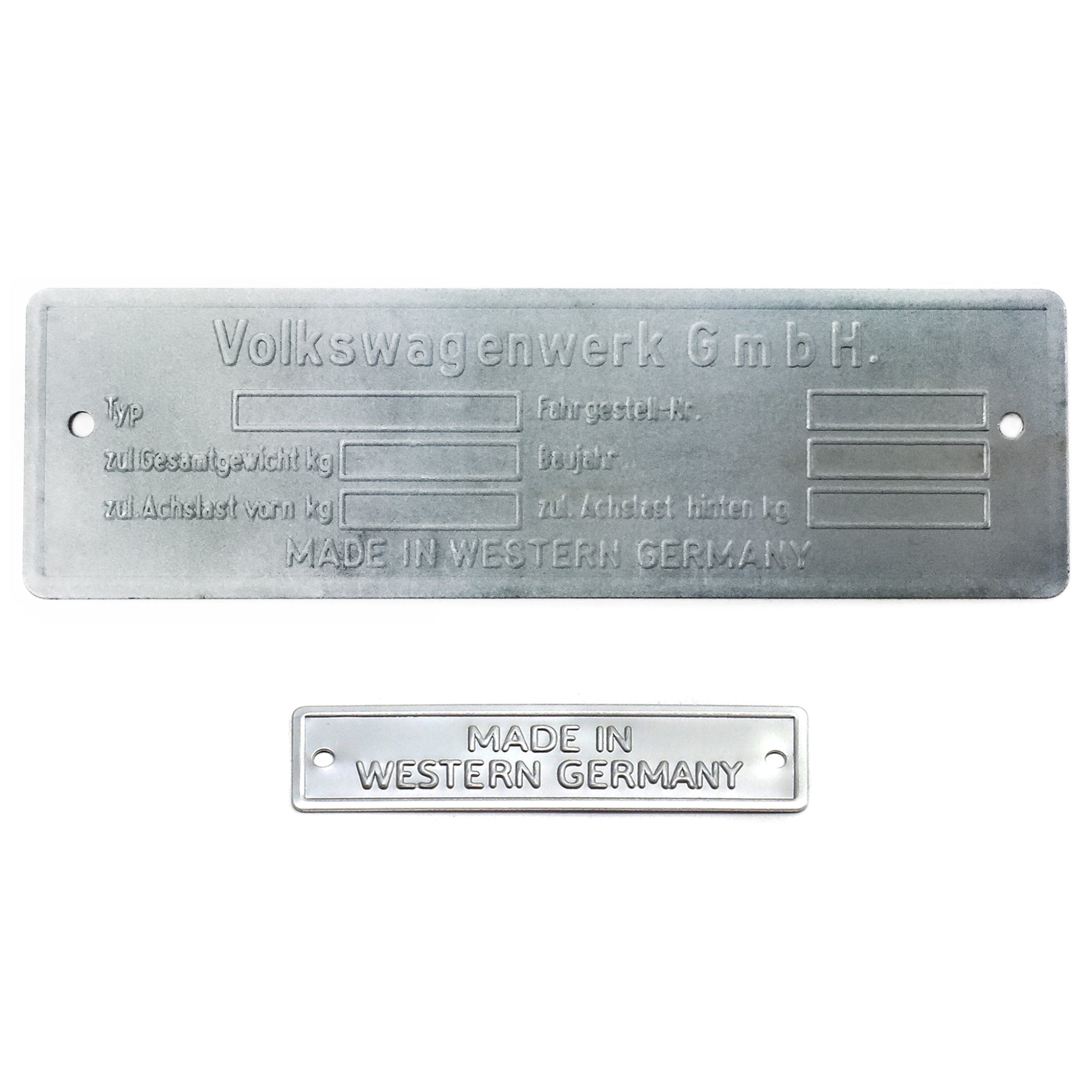1949-1964 VW Volkswagen VIN Plate with Made In Western Germany Tag