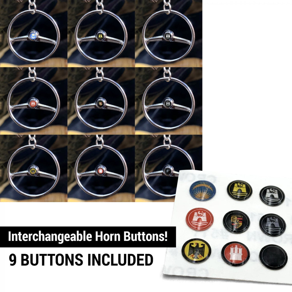 Volkswagen Chrome Semi Batwing Steering Wheel Keychains - Limited Edition