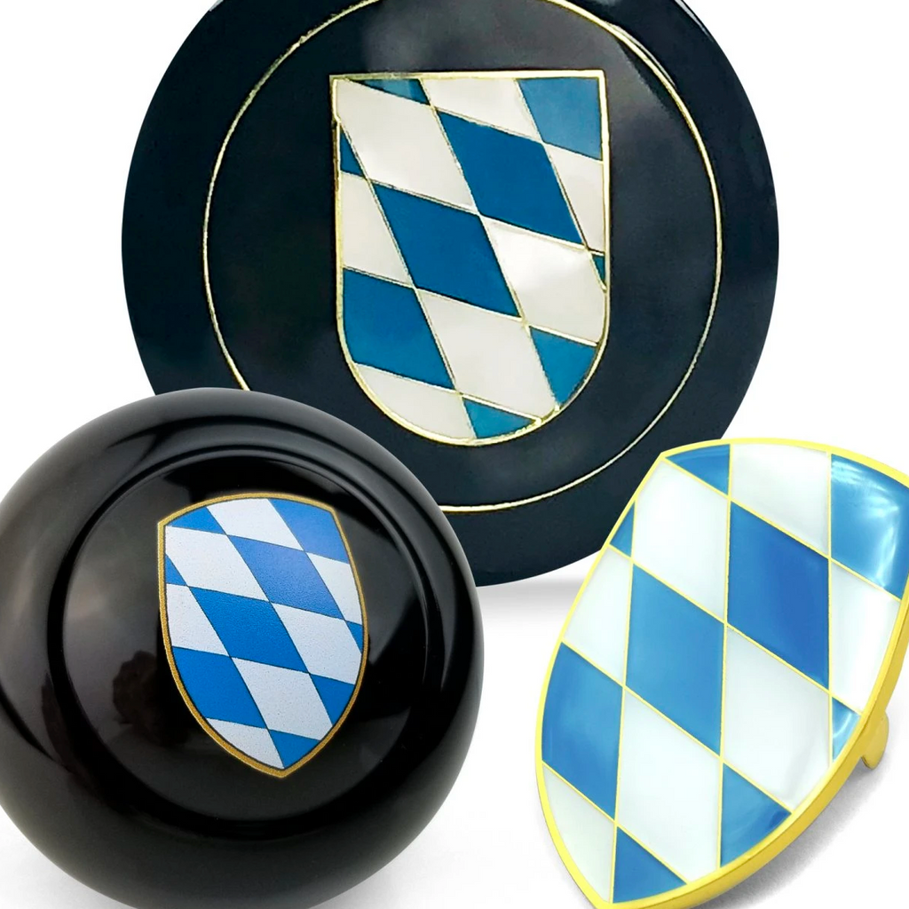 Bavaria Flag 3pcs Dress Up Kits - Horn Button, Hood Crest Kits & Shift Knob