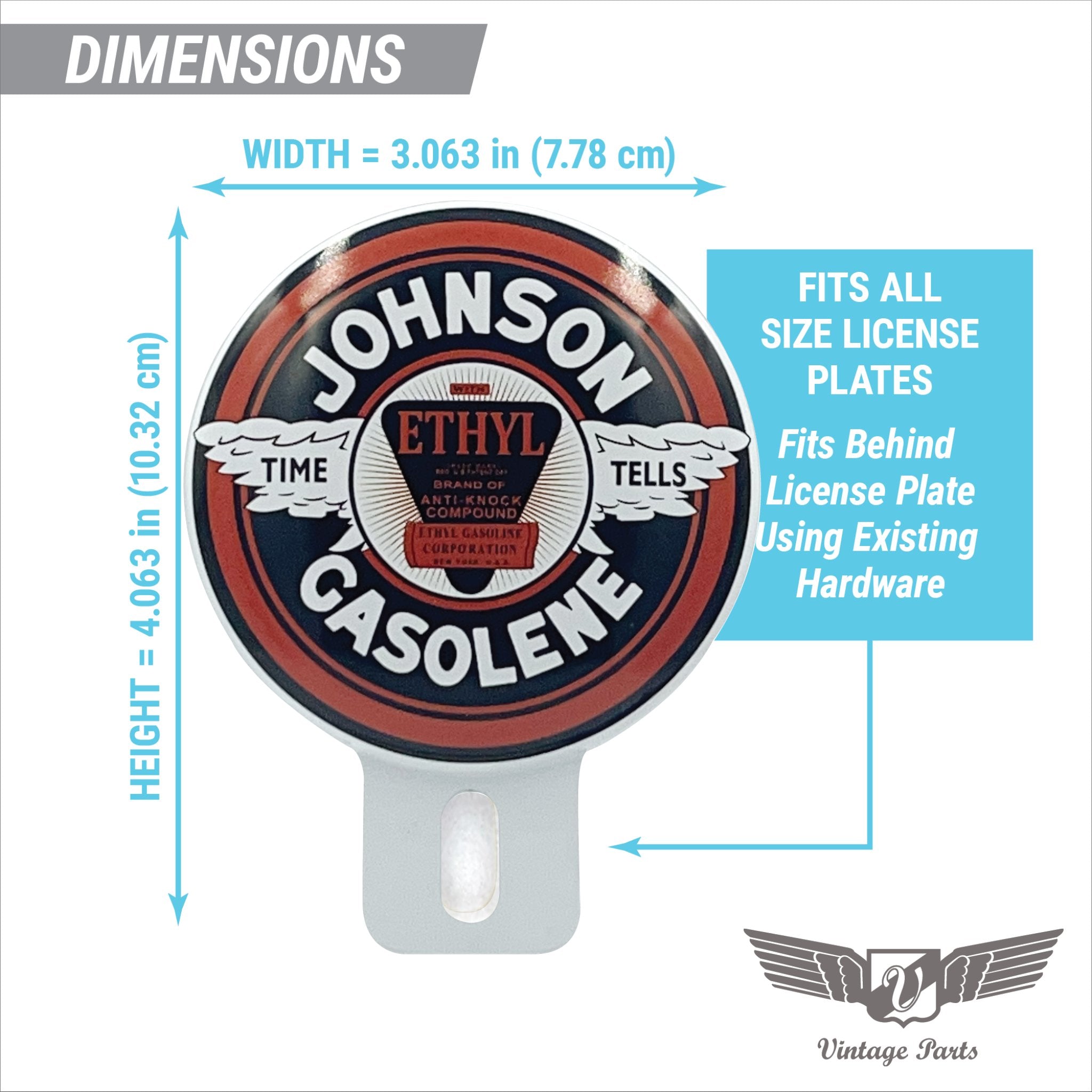 Johnson Gasolene License Plate Topper for Car Truck & Motorcycle