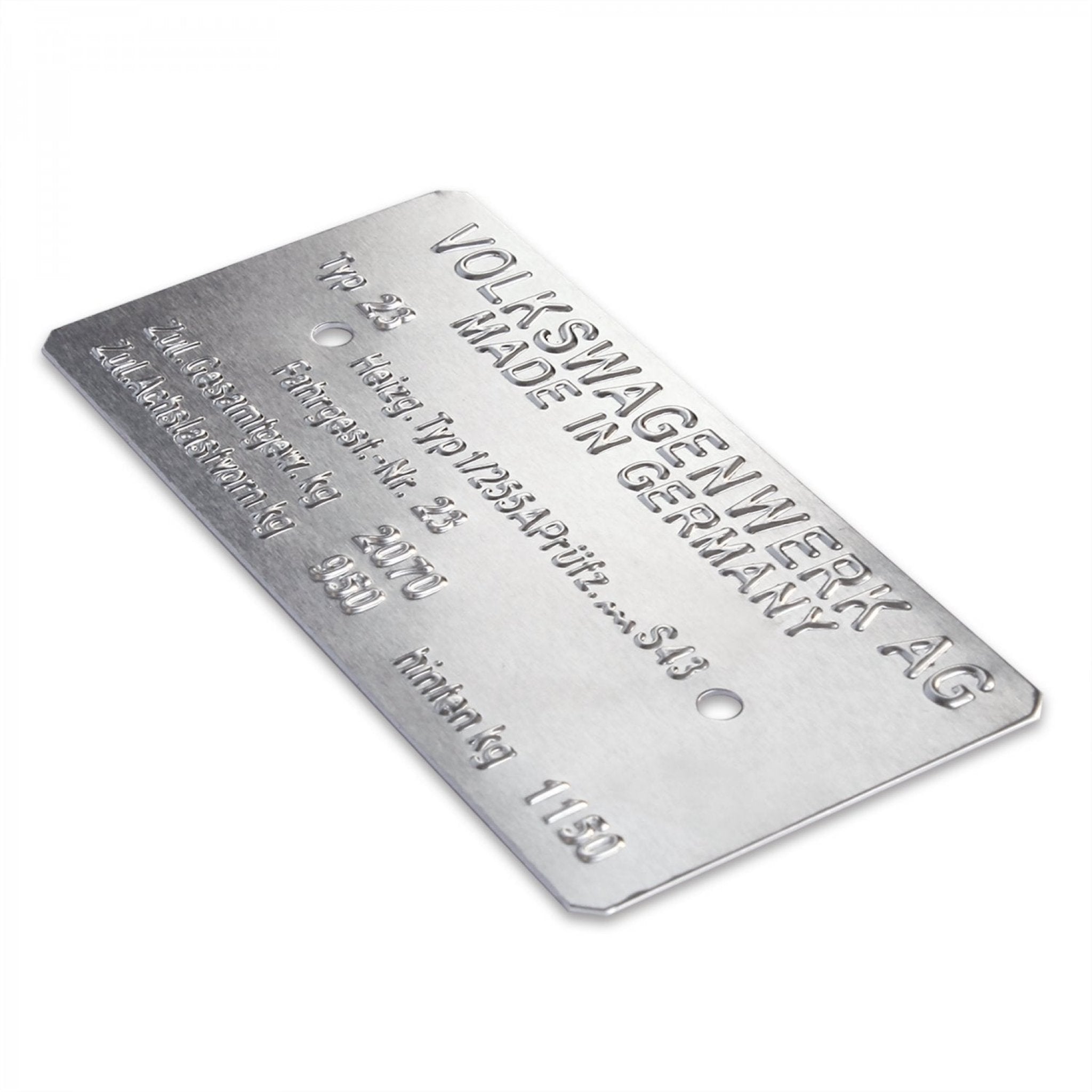 Volkswagen Kombi Type 23 Made in Germany VIN Data Information Plate