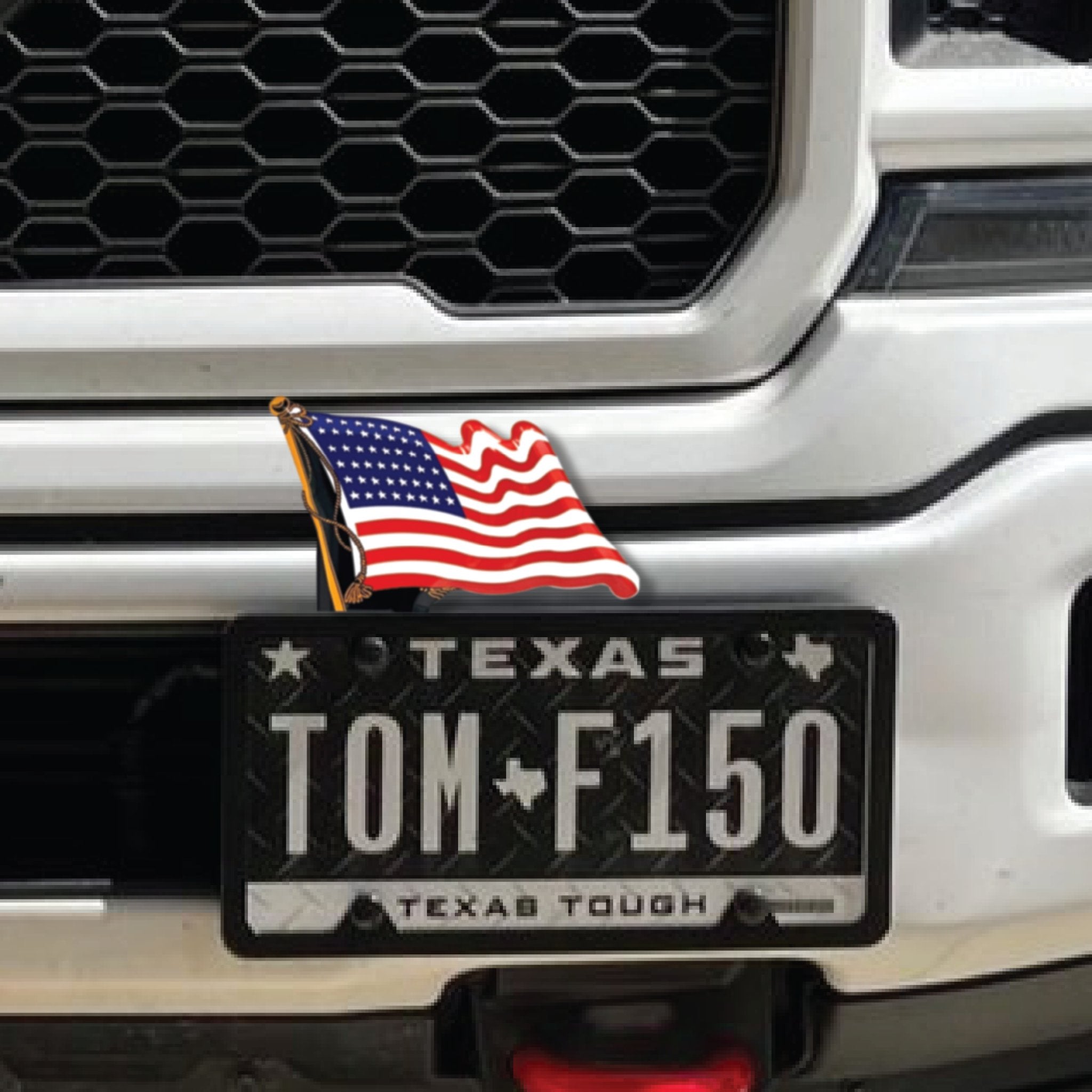 US 48 Star American Flag License Plate Topper Stamped Aluminum Vintage Car Truck