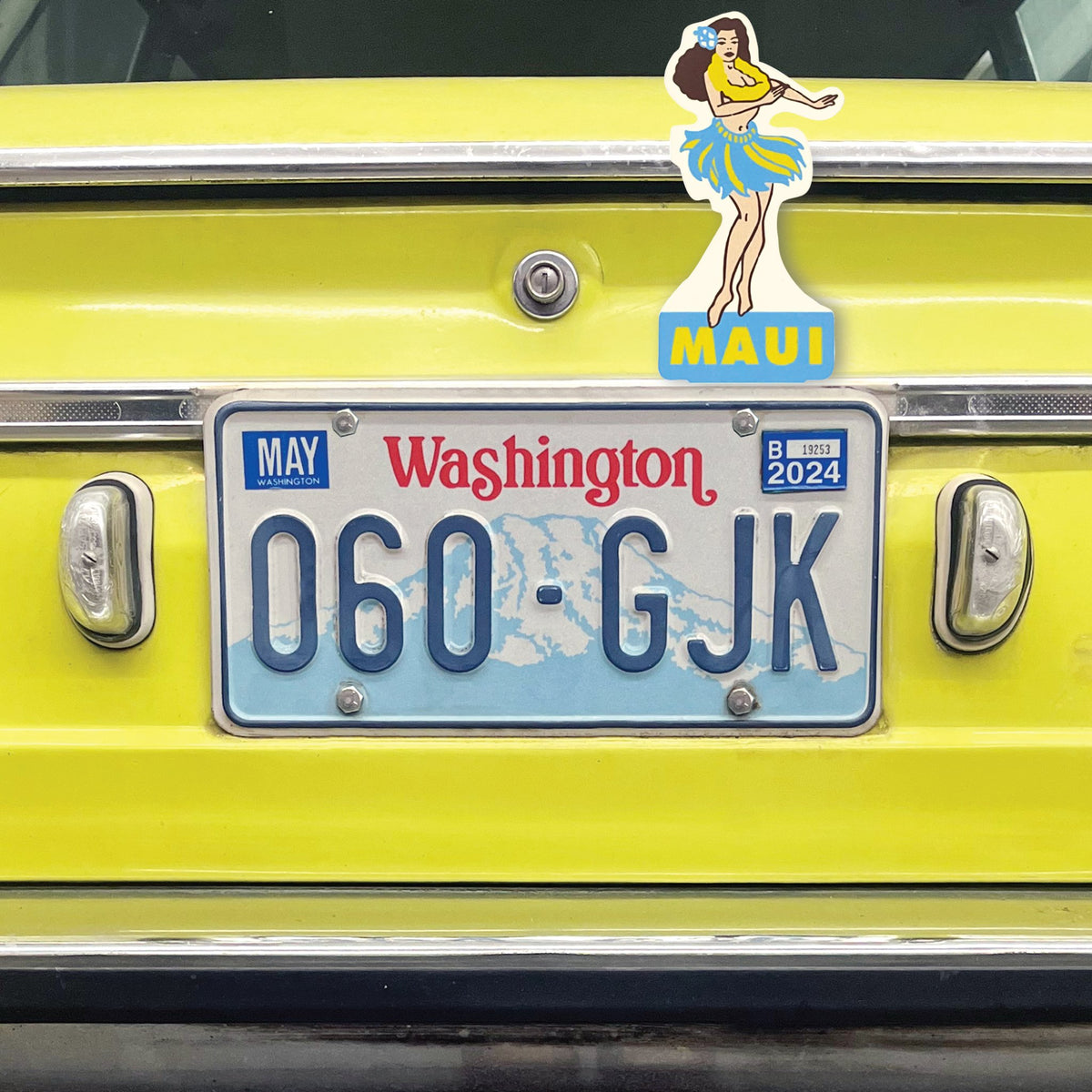 Maui Hawaii Hula Girl License Plate Topper Vintage Style Accessory Car Truck