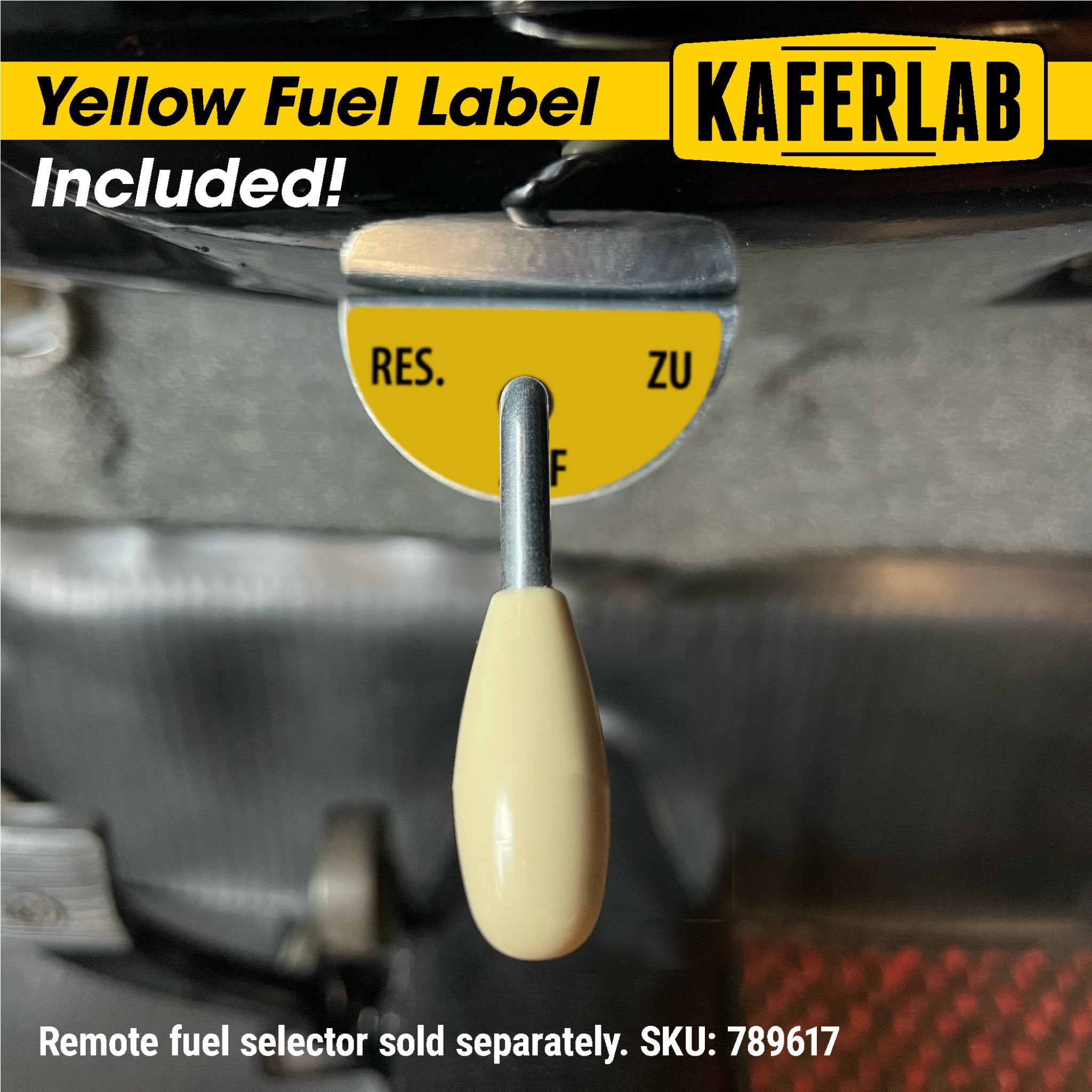 VW Fuel Tap Lever Extension Label for Aircooled Beetle, Ghia, T1 T3 Porsche 356