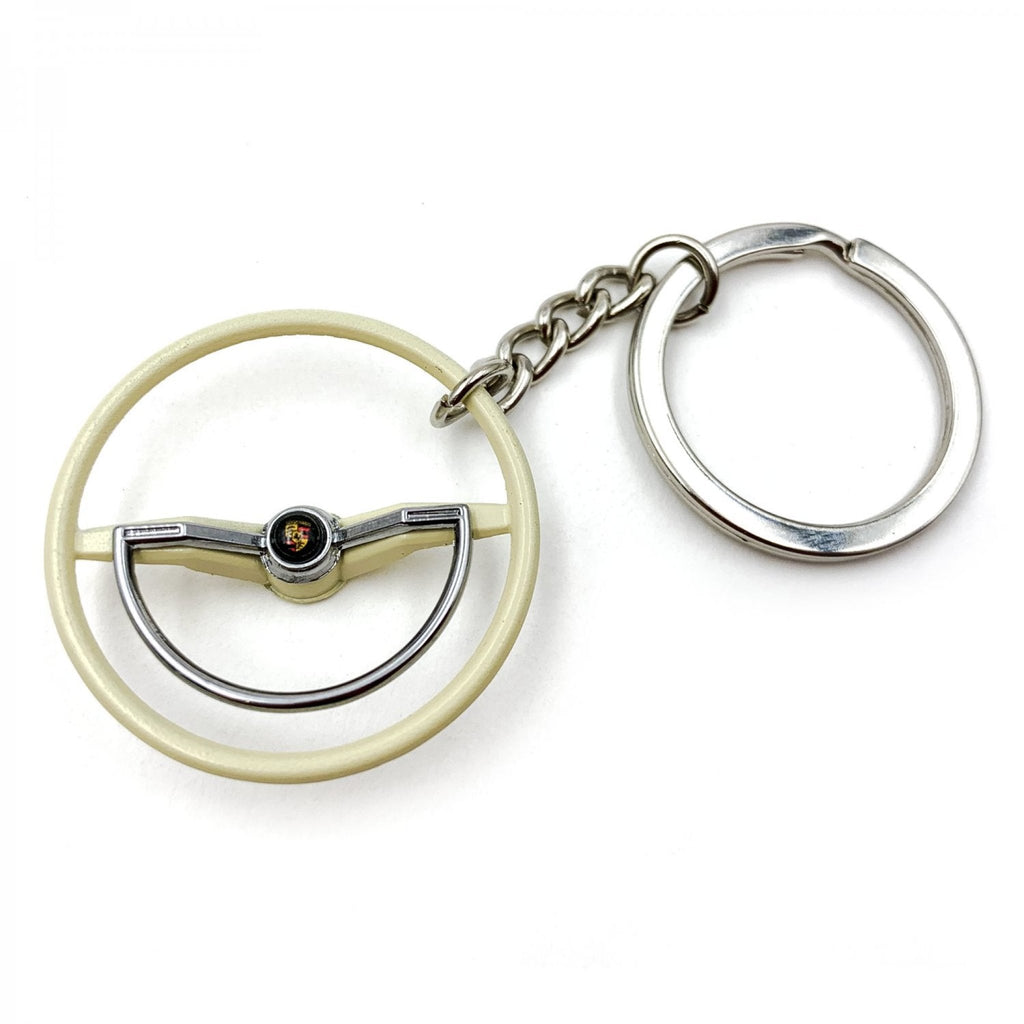 1960-63 VW Beetle Beige Dished Steering Wheel Keychain - Porsche Button