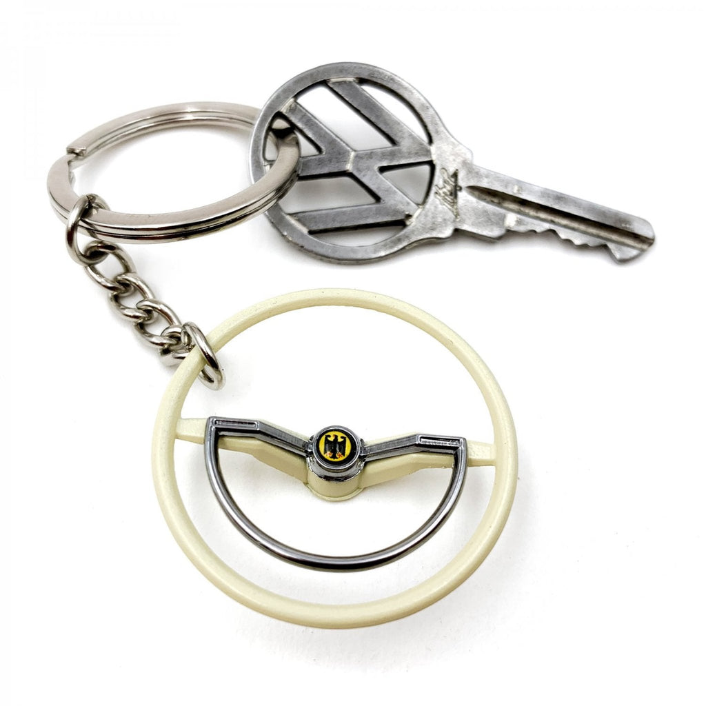 1960-63 VW Beetle Beige Dished Steering Wheel Keychain - Deutschland Eagle