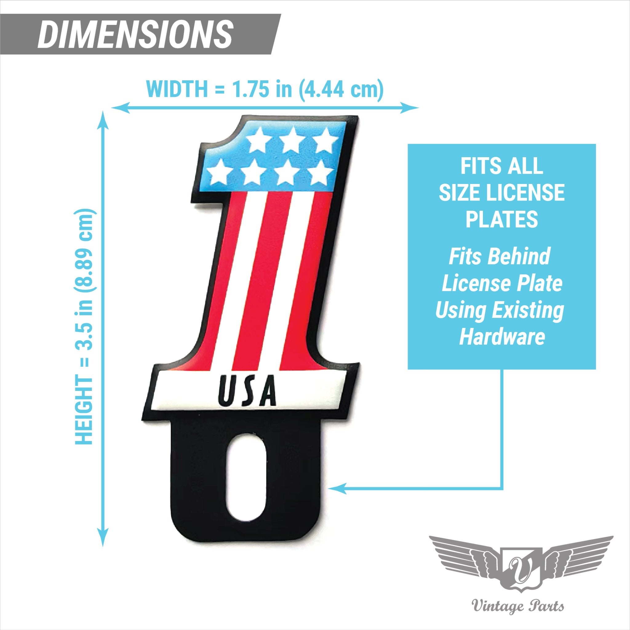 USA No.1 License Plate Topper Stamped Steel Vintage Car Truck