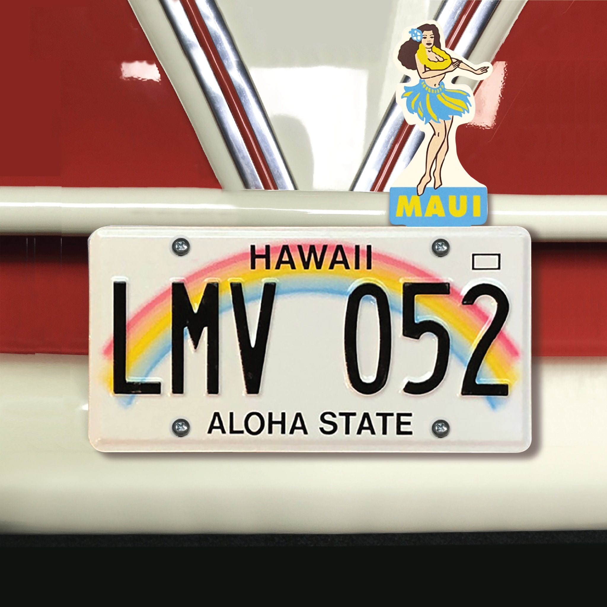 Maui Hawaii Hula Girl License Plate Topper Vintage Style Accessory Car Truck