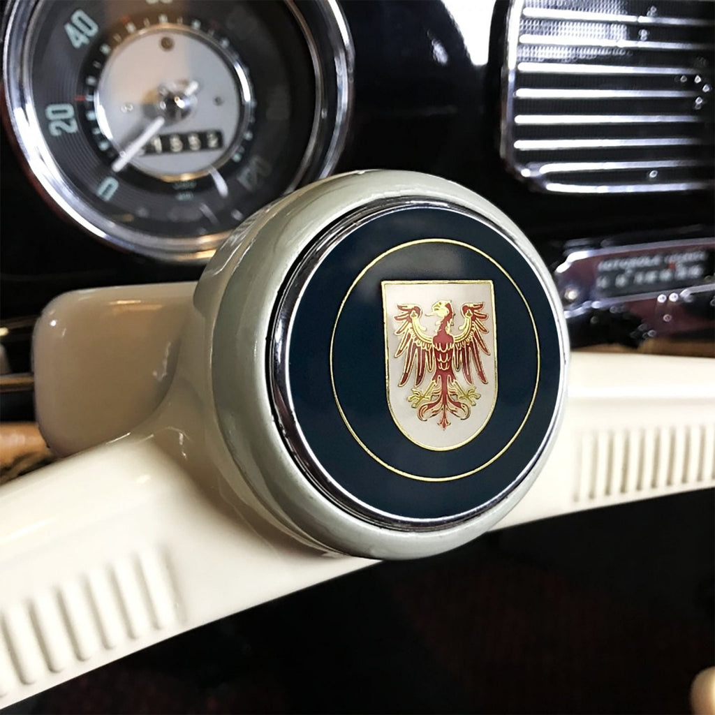 Brandenburg 2Pc Kit - Horn Button & Black 10mm Shift Knob Bus Beetle Ghia Cox
