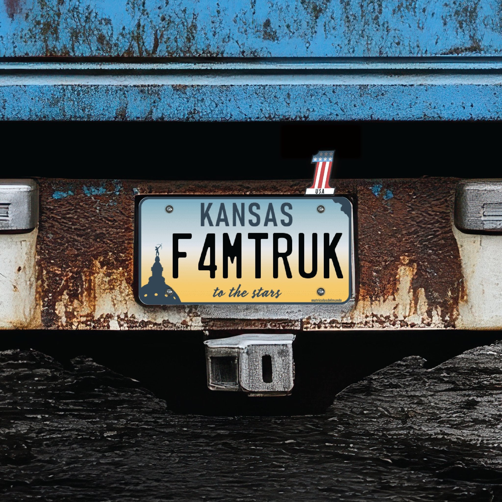 USA No.1 License Plate Topper Stamped Steel Vintage Car Truck