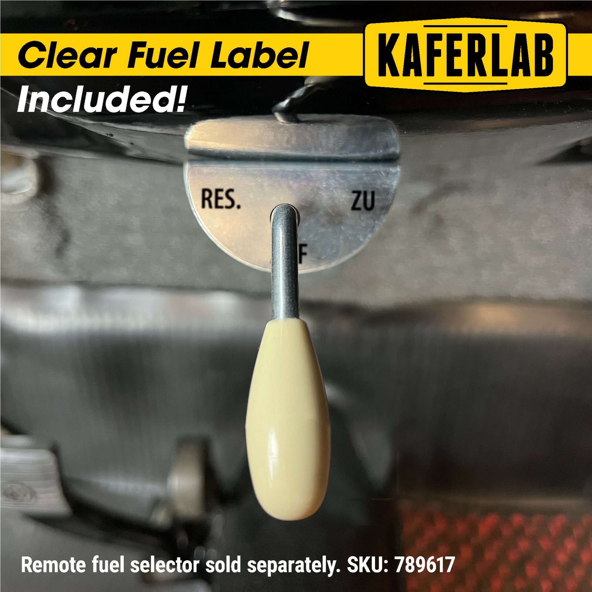 VW Fuel Tap Lever Extension Label for Aircooled Beetle, Ghia, T1 T3 Porsche 356