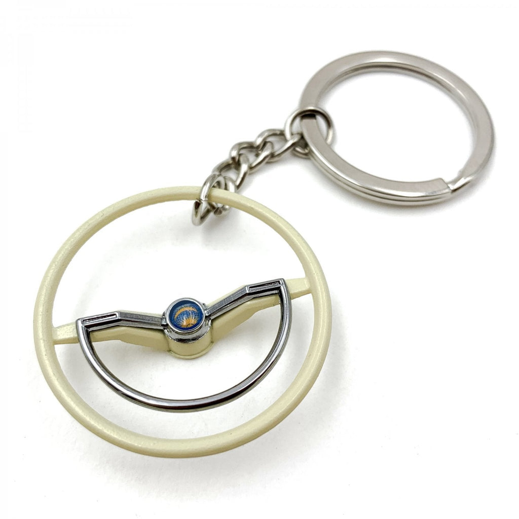 1960-63 VW Beetle Beige Dished Steering Wheel Keychain - Sun & Moon Button