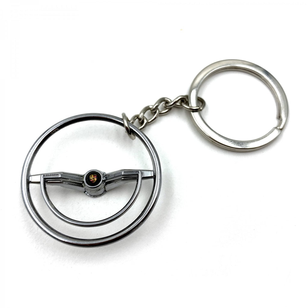 1960-63 VW Beetle Chrome Dished Steering Wheel Keychain - Porsche Button