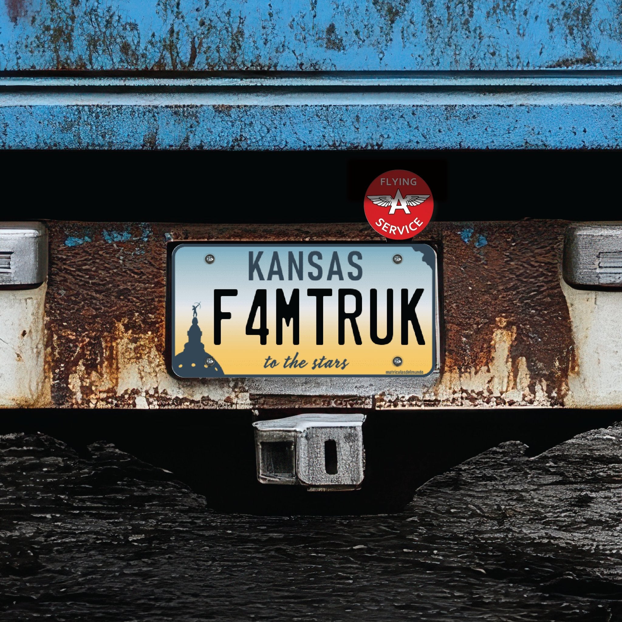 Flying A Service Gasoline License Plate Topper Vintage Style Car Truck Accessory