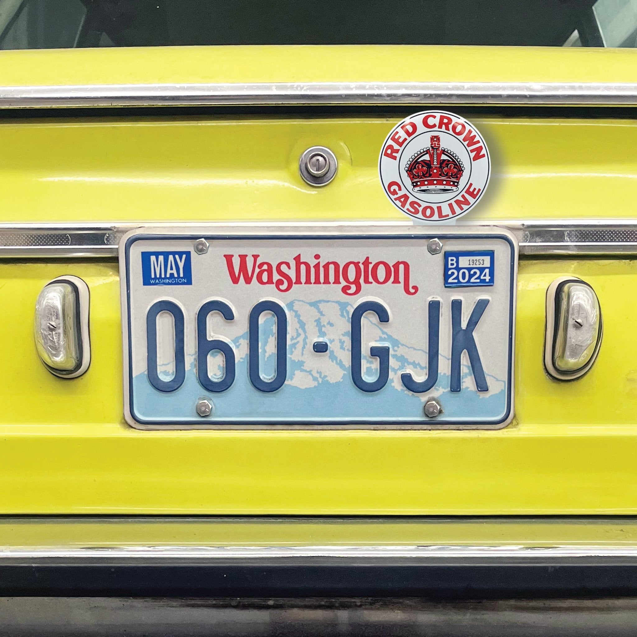 Red Crown Gasoline License Plate Topper for Car Truck & Motorcycle