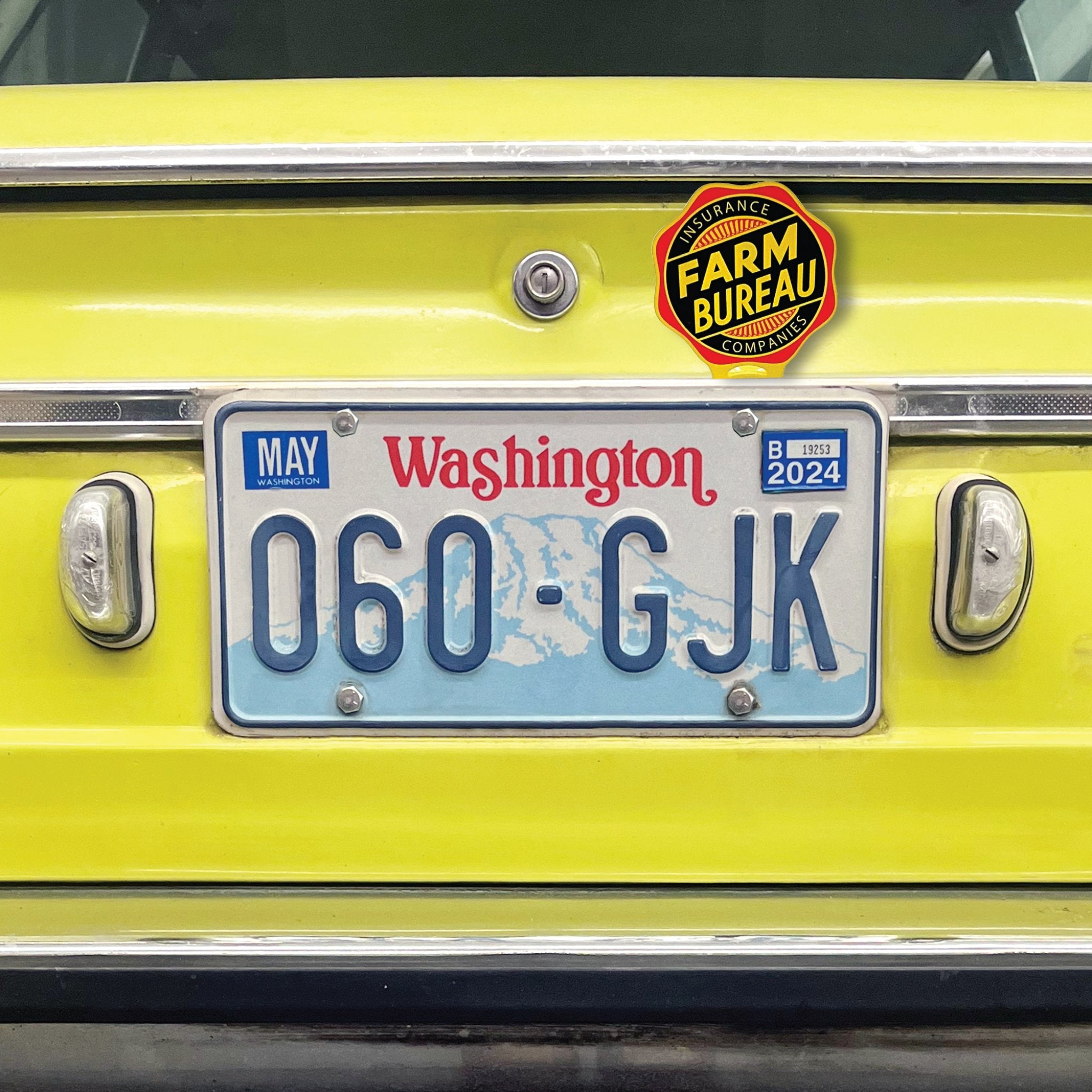 Farm Bureau Insurance Companies License Plate Topper Badge Tin Metal Stamped