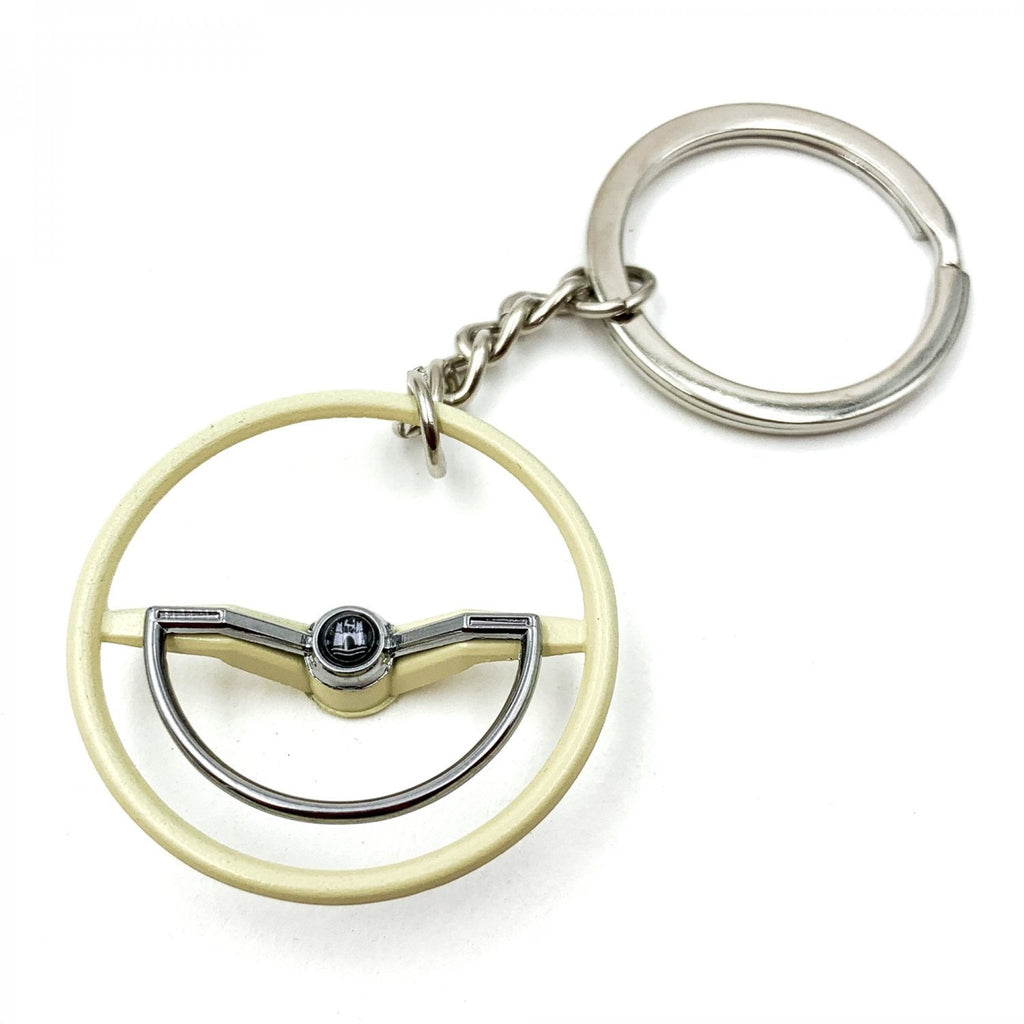 1960-63 VW Beetle Beige Dished Steering Wheel Keychain - Wolfsburg Button