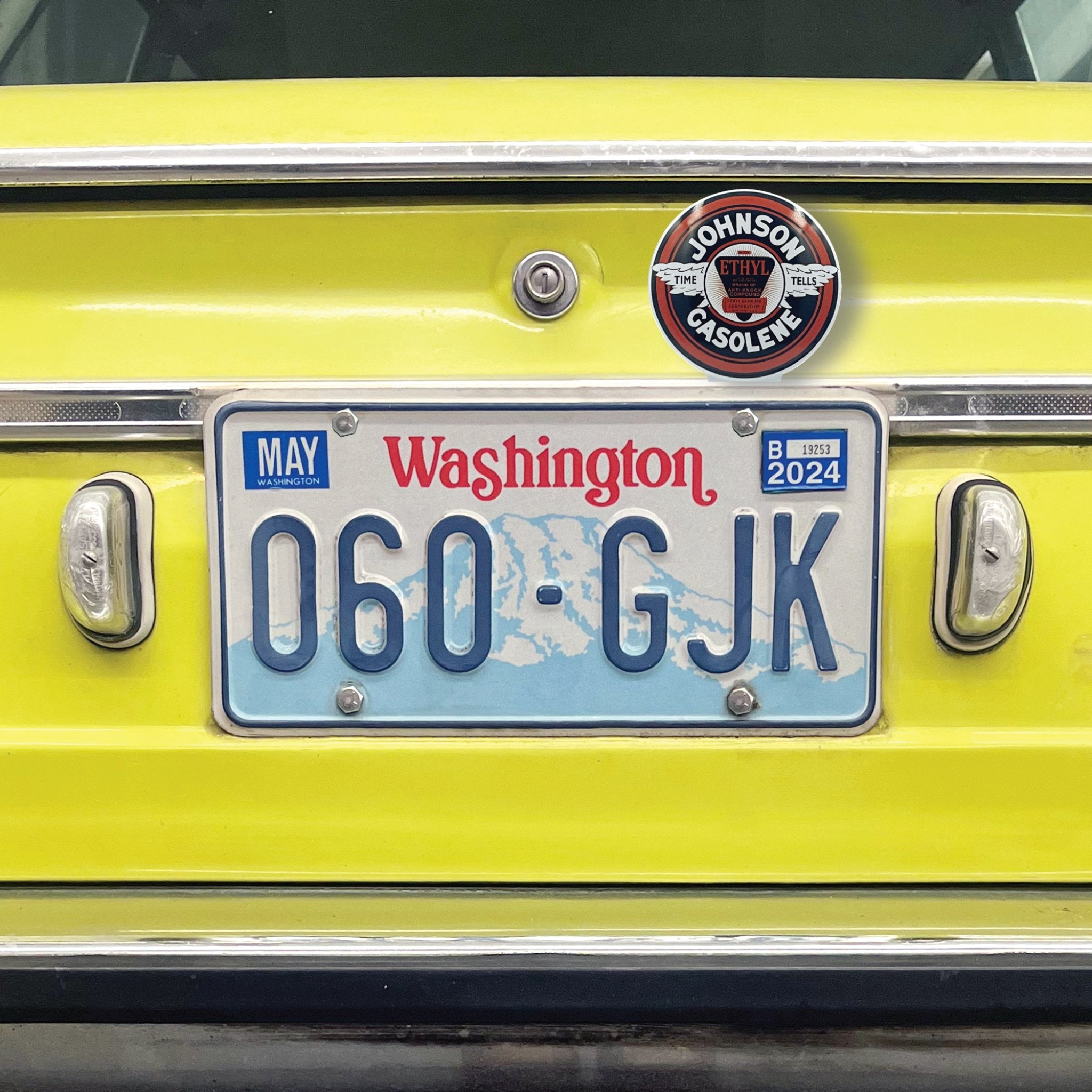Johnson Gasolene License Plate Topper for Car Truck & Motorcycle