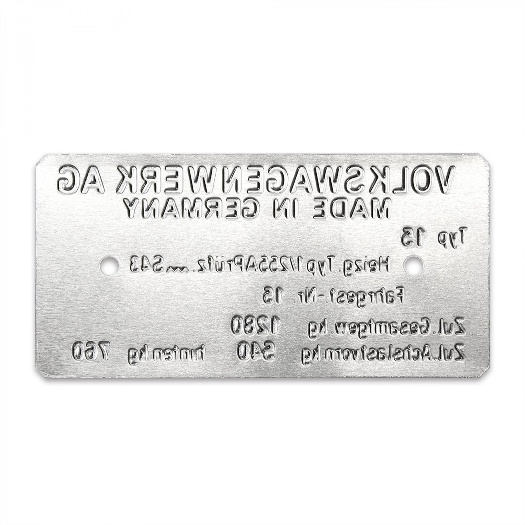 Volkswagen Beetle Super Cabriolet Convertible Type 15 VIN Data Information Plate