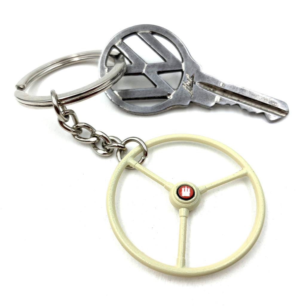 1948-65 VW Standard Beetle Beige Steering Wheel Keychain - Hamburg Button