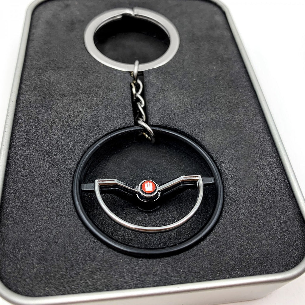 1960-63 VW Beetle Black Dished Steering Wheel Keychain - Hamburg Button