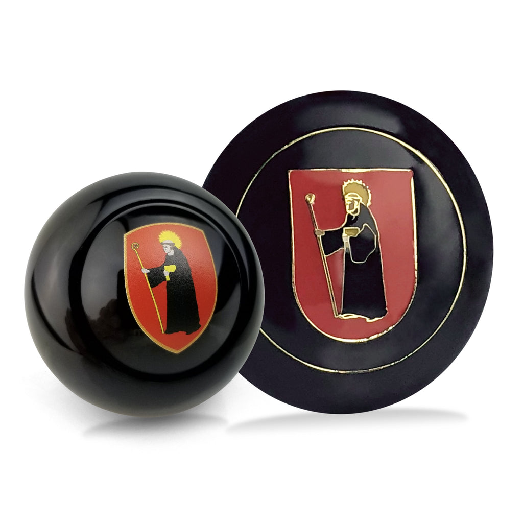 Arms of Glarus 2Pc Kit - Horn Button & Black 12mm Shift Knob Bus Beetle Ghia