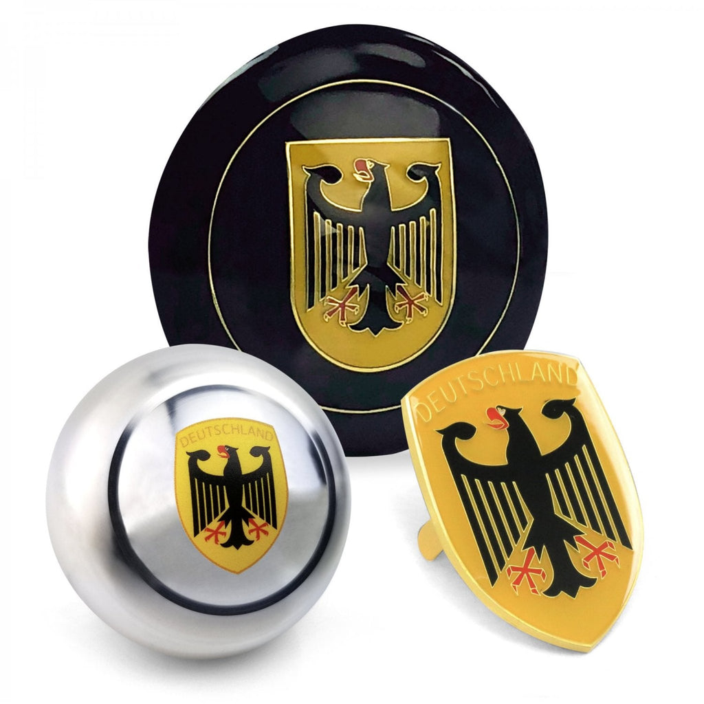 Deutschland 3Pcs Kit - Horn Button, Hood Crest, & Aluminum 12mm Shift Knob