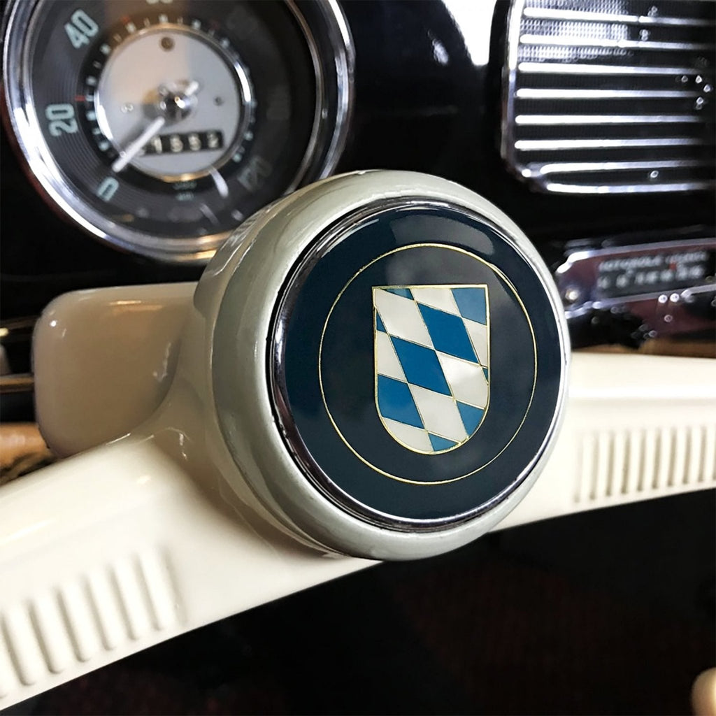 Bavaria 3Pcs Kit - Horn Button, Hood Crest, & Ivory 12mm Shift Knob Bus Bug +