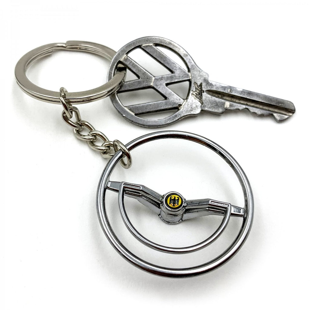 1960-63 VW Beetle Chrome Dished Steering Wheel Keychain - Deutschland Eagle