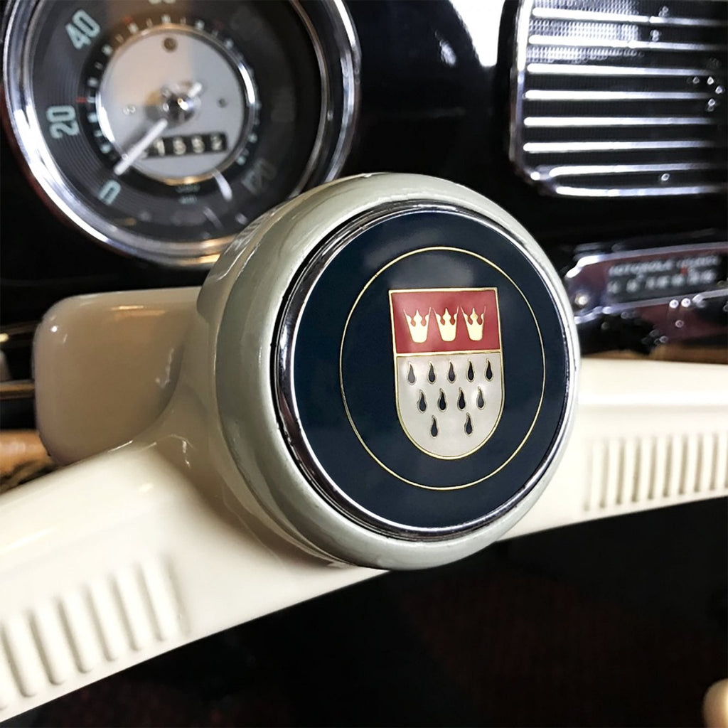 Cologne 3Pcs Kit - Horn Button, Hood Crest, & Ivory 12mm Shift Knob Bus Bug +