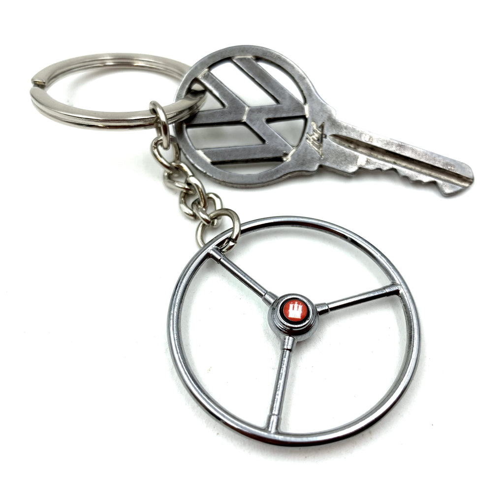 1948-65 VW Standard Beetle Chrome Steering Wheel Keychain - Hamburg Button